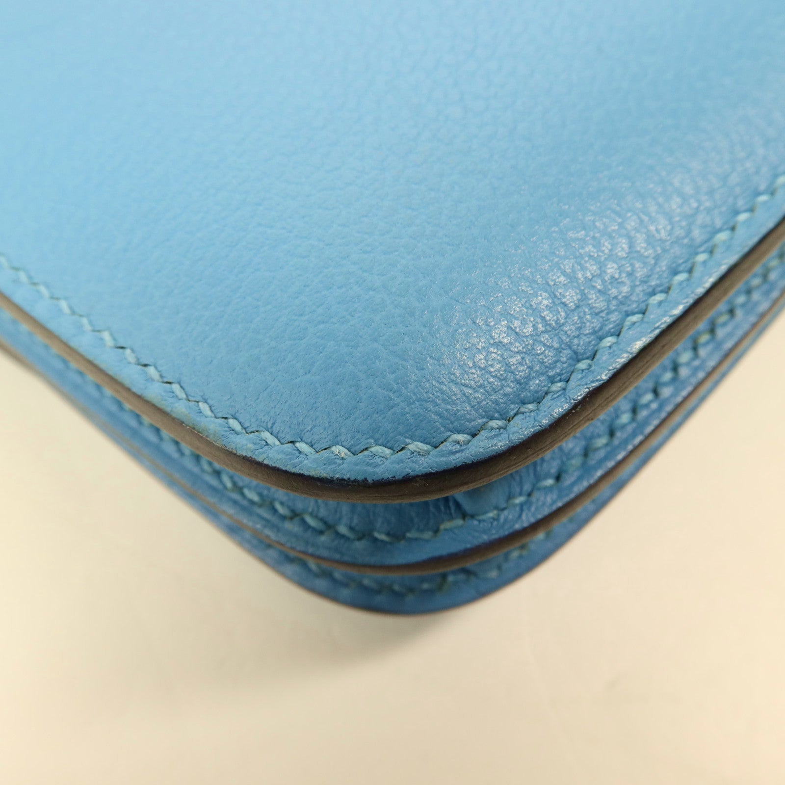 HERMES Evercolor皮革2002銀扣肩背袋Bleu Du Nord