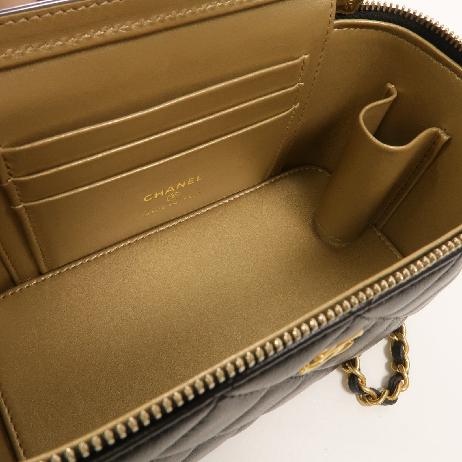 CHANEL 羊皮皮革Vanity Case鏈帶肩背袋