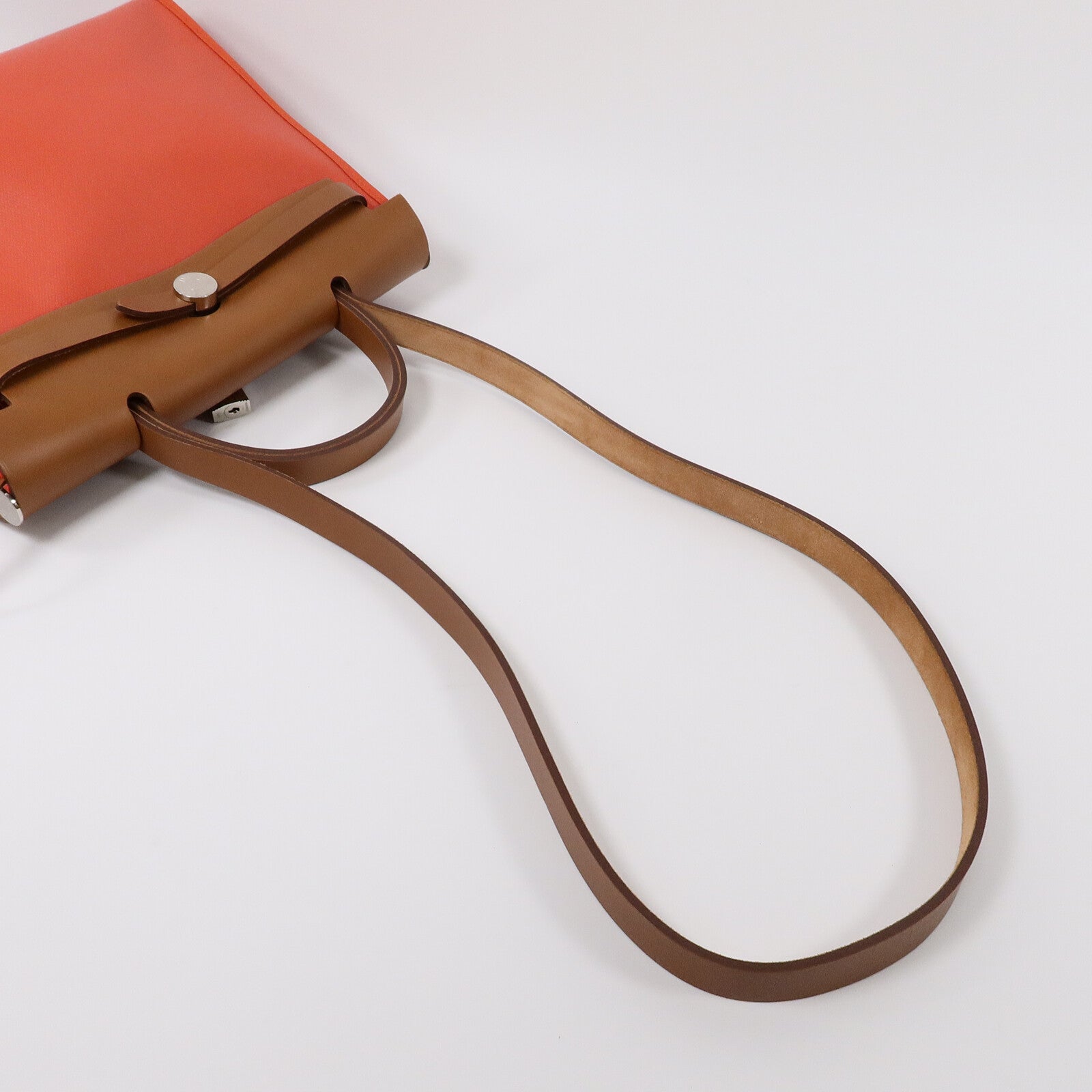 HERMES 帆布Herbag PM手挽肩背兩用袋Orange Mecano/Beige
