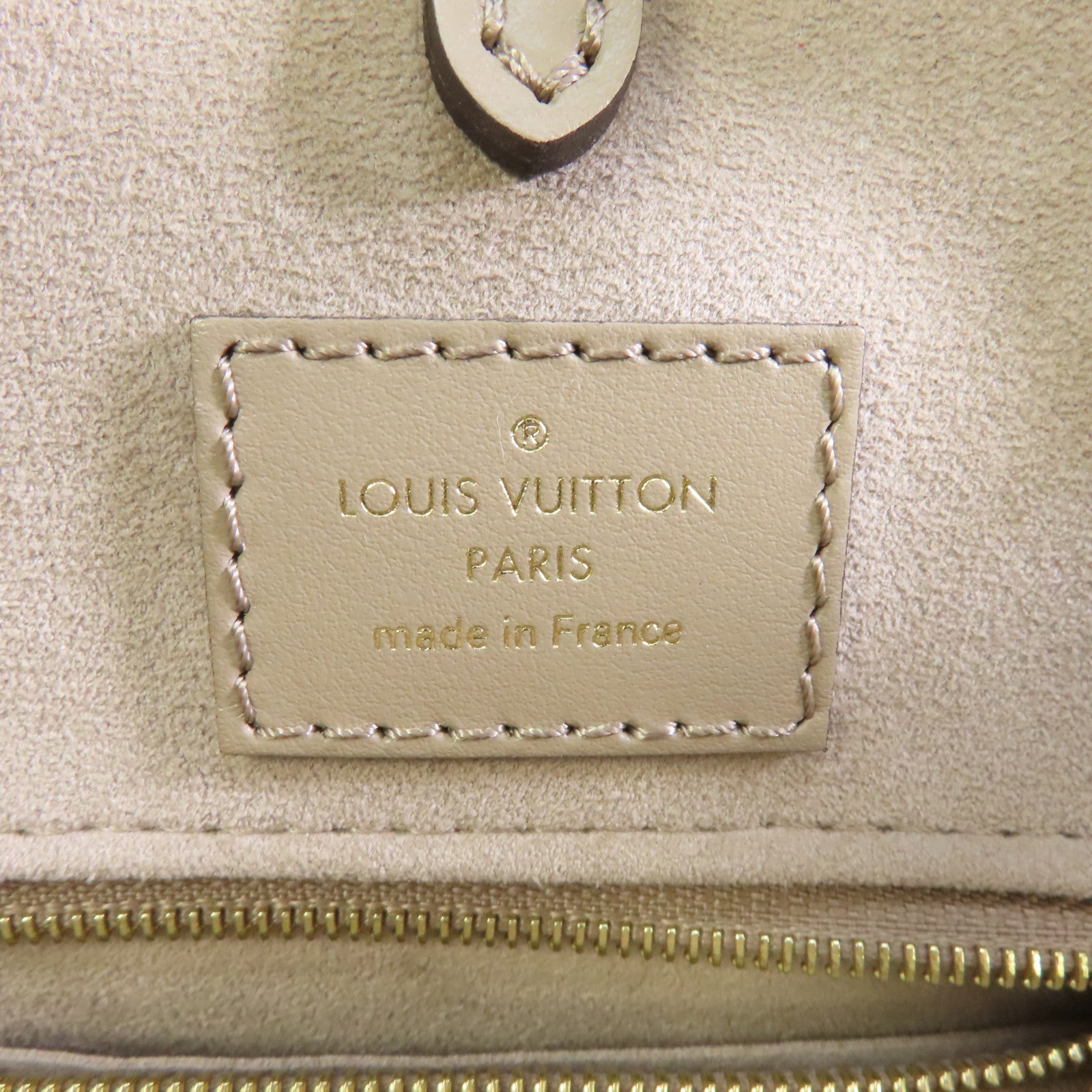 LOUIS VUITTON Monogram Empreinte OnTheGo MM金扣手挽肩背兩用袋米色