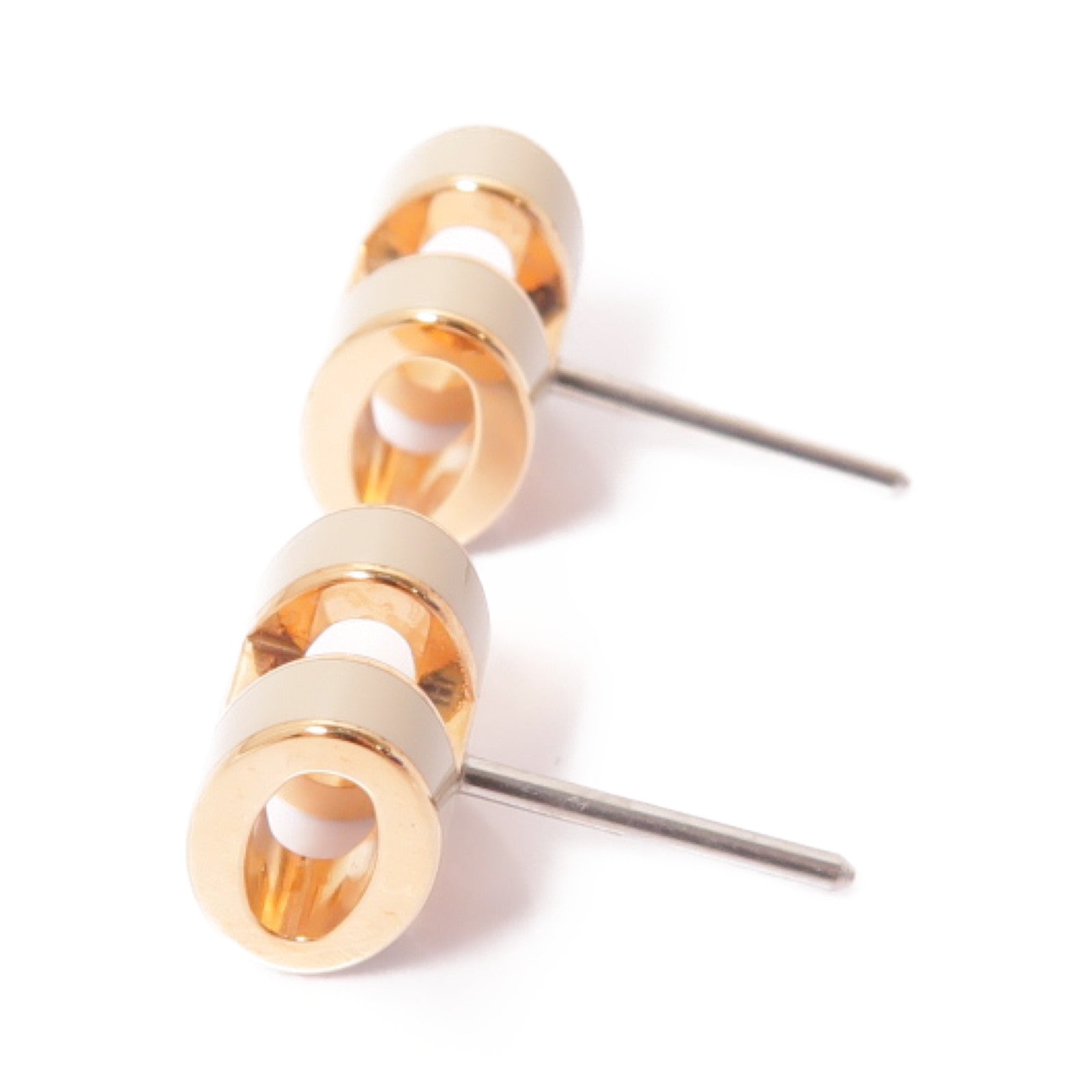 HERMES 金屬Mini Pop H Earrings耳環Marron Glace米色/金色