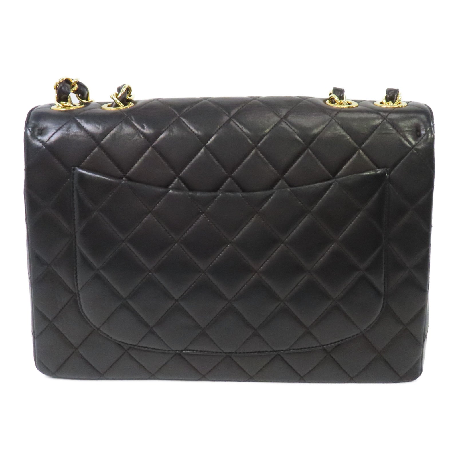 CHANEL 菱格牛皮皮革Chain Shoulder Bag金扣鏈帶肩背袋黑色