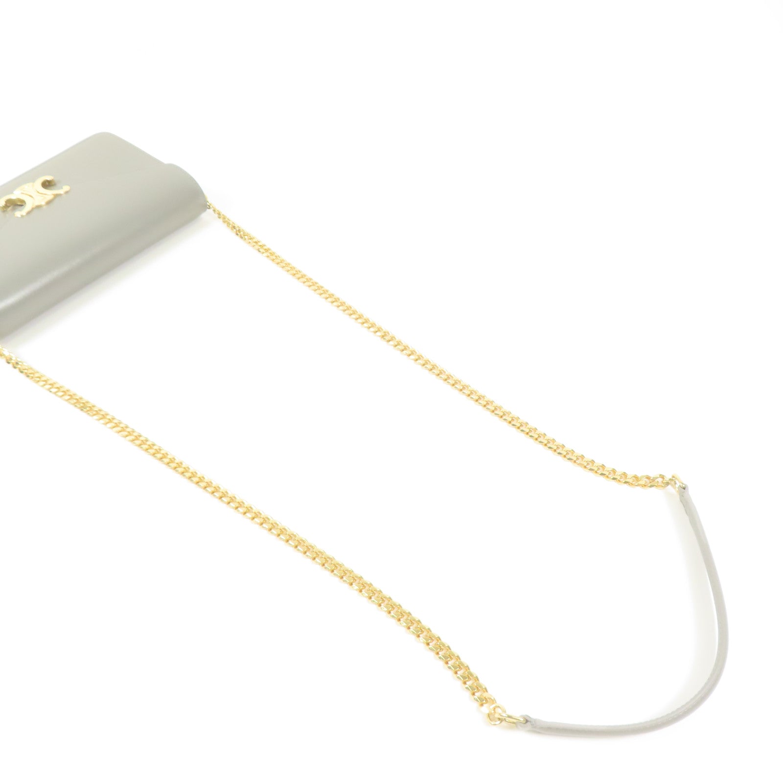 CELINE GHW WOC Margo Chain Shoulder Bag Calfskin Leather Gray