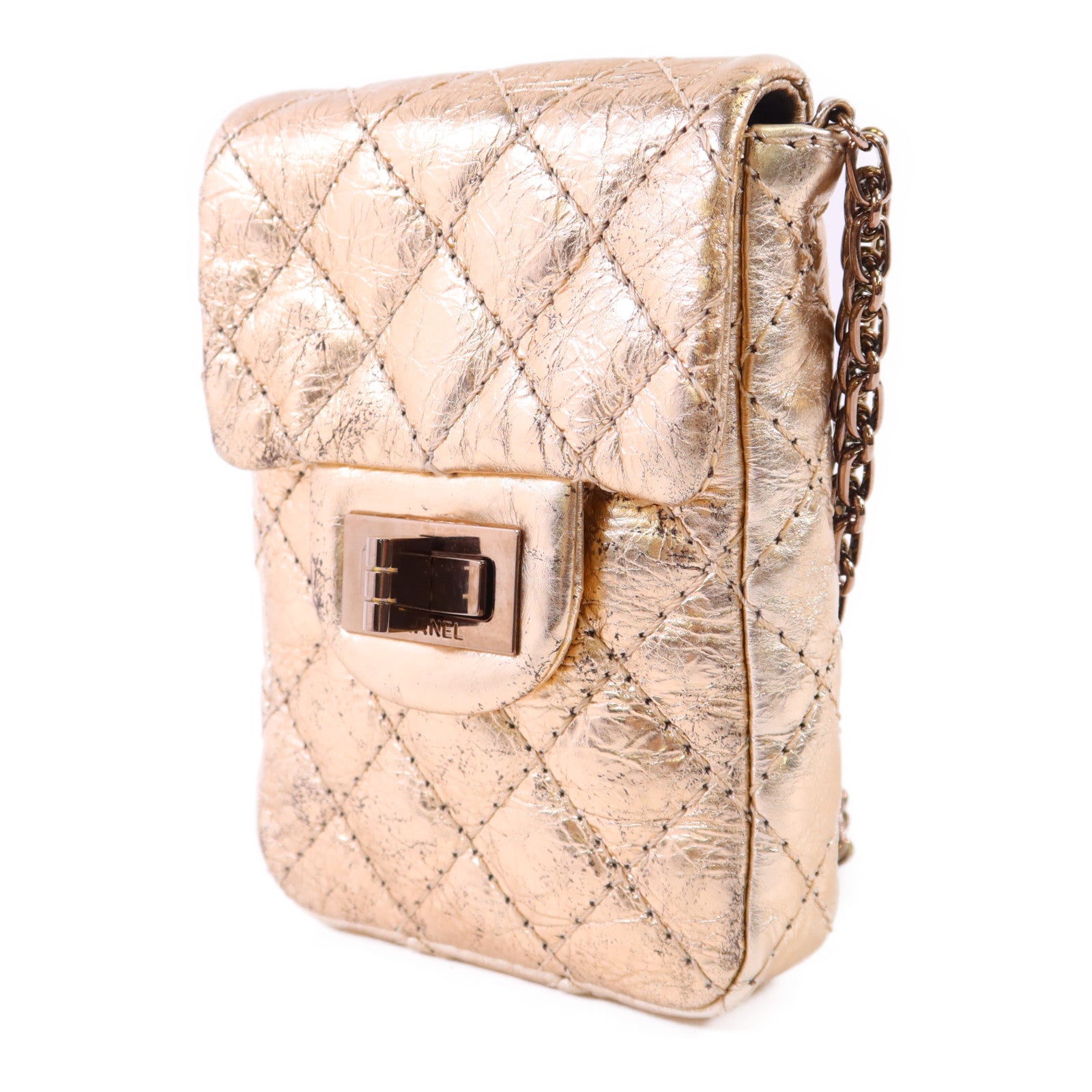 CHANEL 牛皮皮革2.55 Phone Bag鏈帶肩背袋
