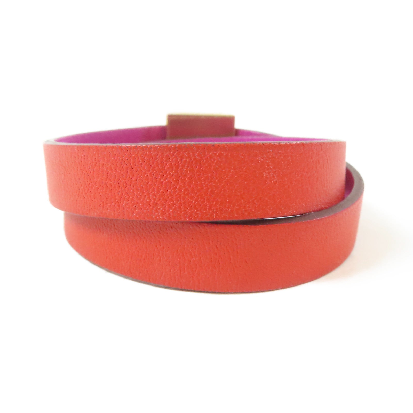 HERMES 【激減優惠】Swift皮革Medor Infini Double Tour Bracelet金扣手鐲Rouge Tomate/番茄紅色/Tosca/桃紫色#14.25cm