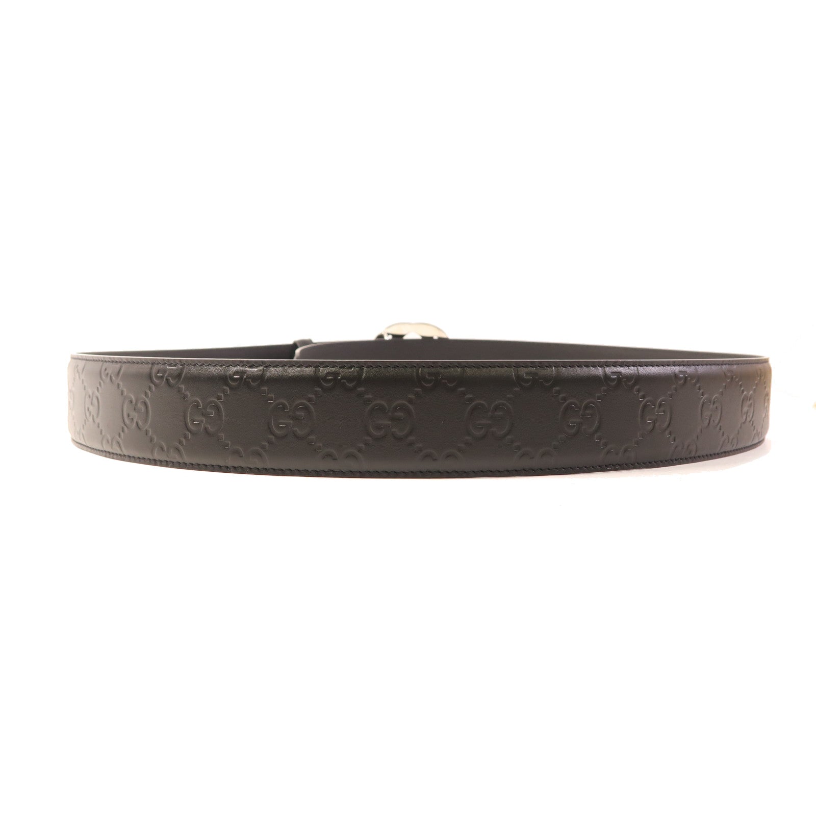 GUCCI 牛皮皮革GG Belt銀扣皮帶