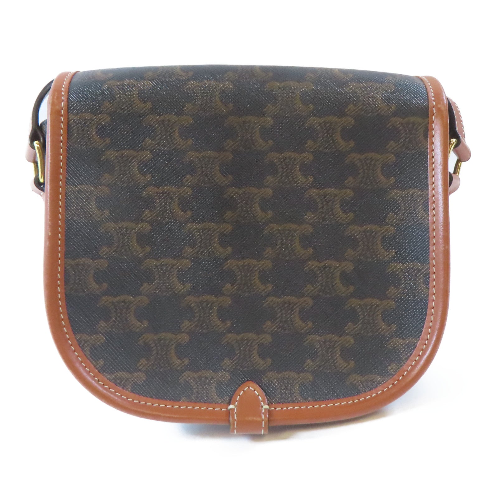 CELINE GHW Shoulder Bag Crossbody Coated Canvas Black Brown