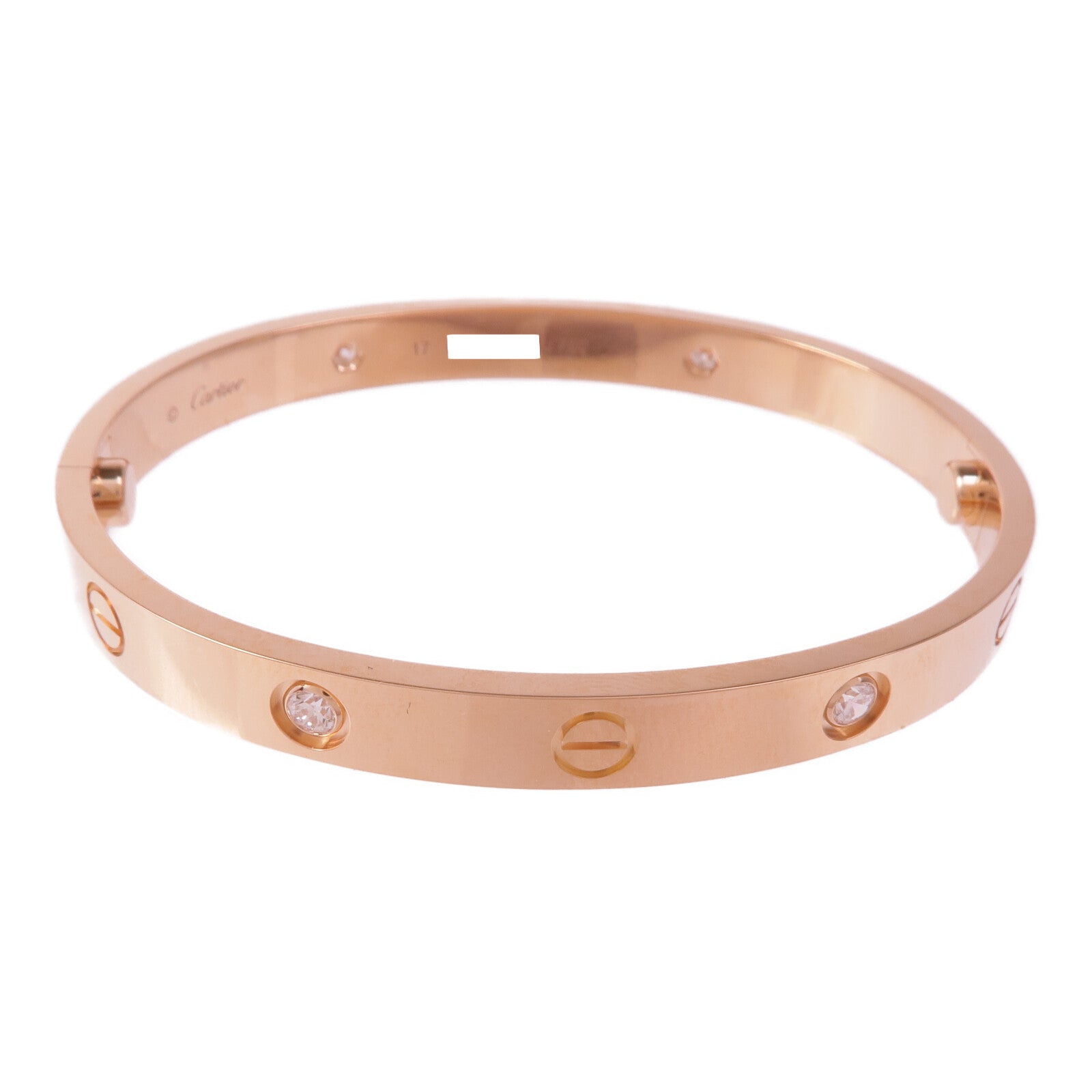 CARTIER 18K玫瑰金Love Bracelet 4 Diamonds鑽石手鐲Cartier#17