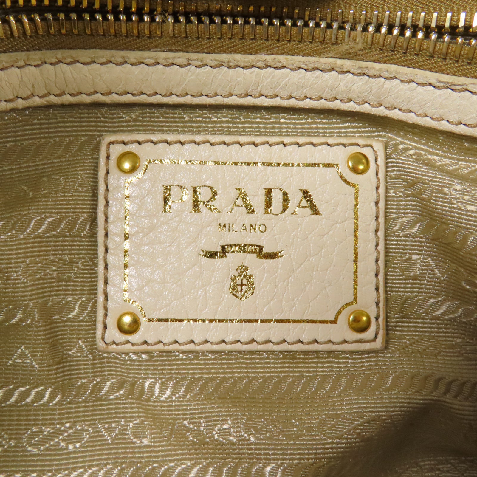 PRADA GHW 2way Shoulder Bag Calfskin Leather White
