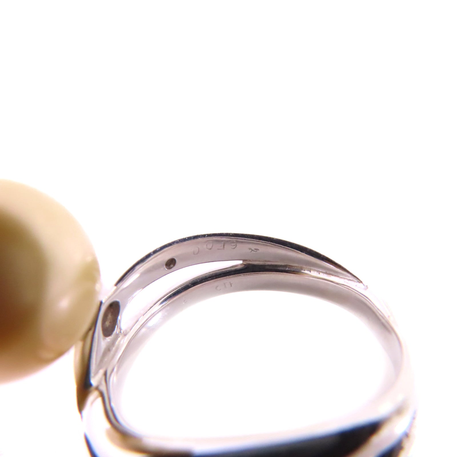 JEWELRY 18K白金/珍珠/0.19ct鑽石Diamond Pearl Ring戒指US#5