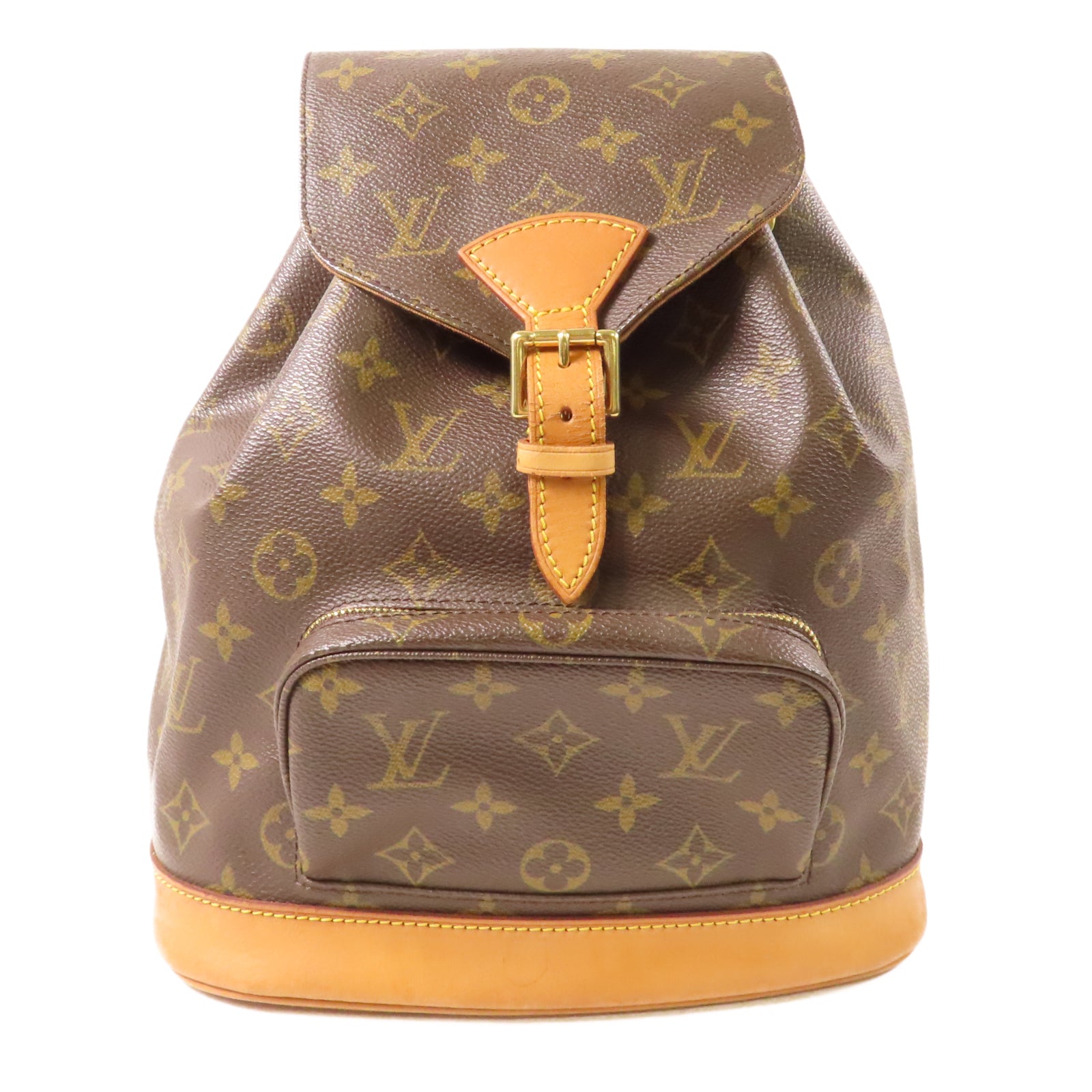 LOUIS VUITTON Monogram Montsouris MM金扣背包啡色