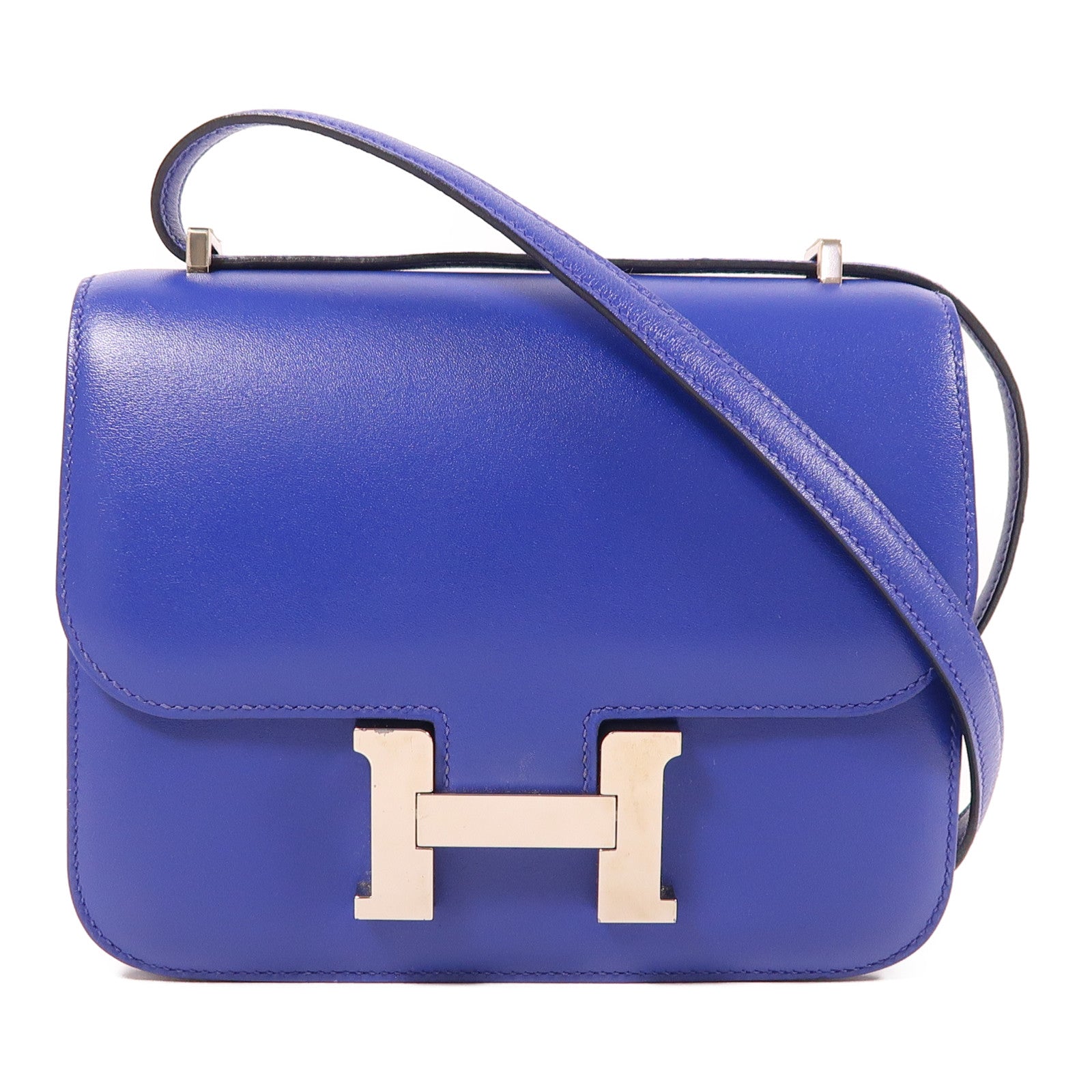 HERMES PHW Constance Mini Shoulder Bag Swift Leather Blue