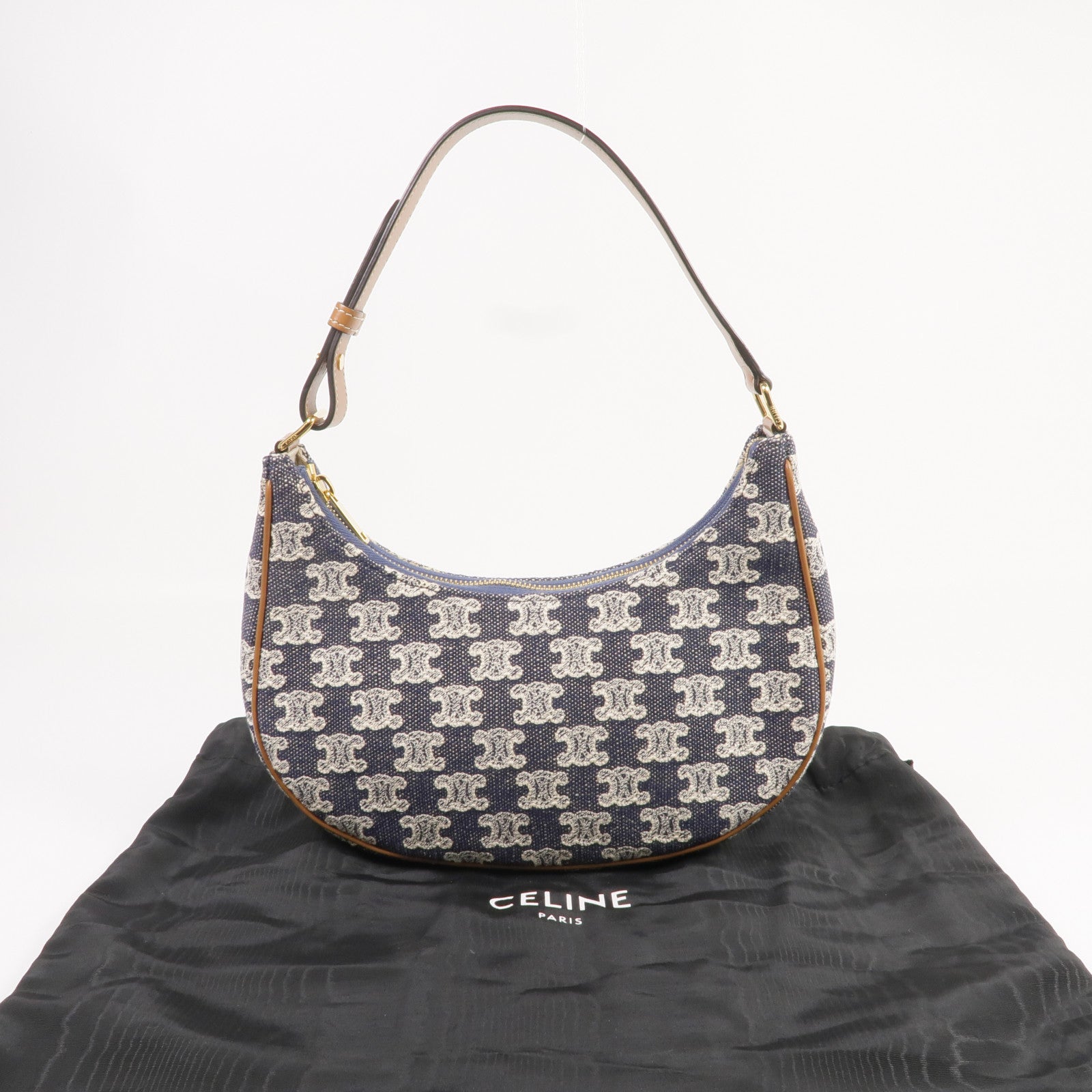 CELINE 牛仔布AVA金扣肩背袋