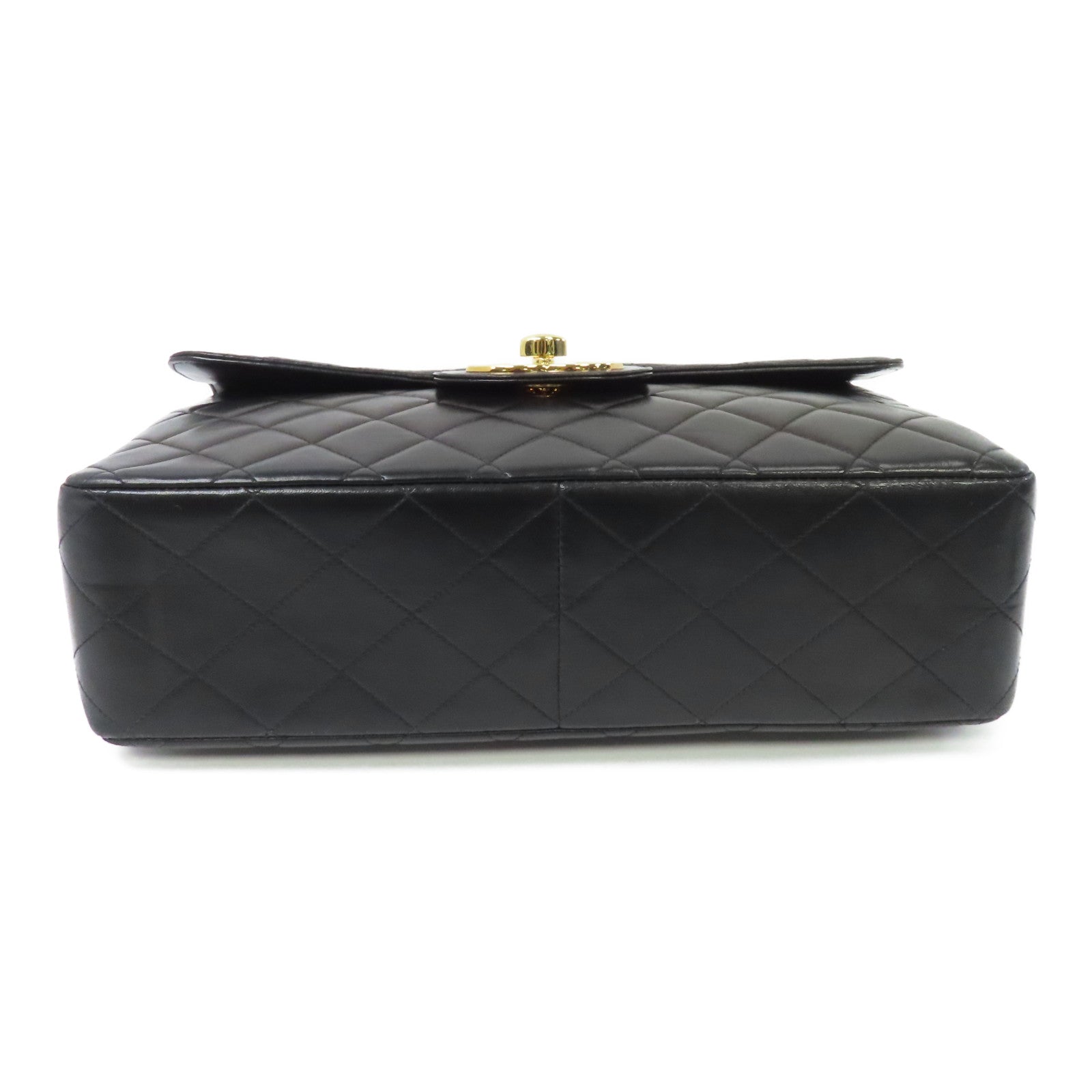 CHANEL 菱格牛皮皮革Chain Shoulder Bag金扣鏈帶肩背袋黑色