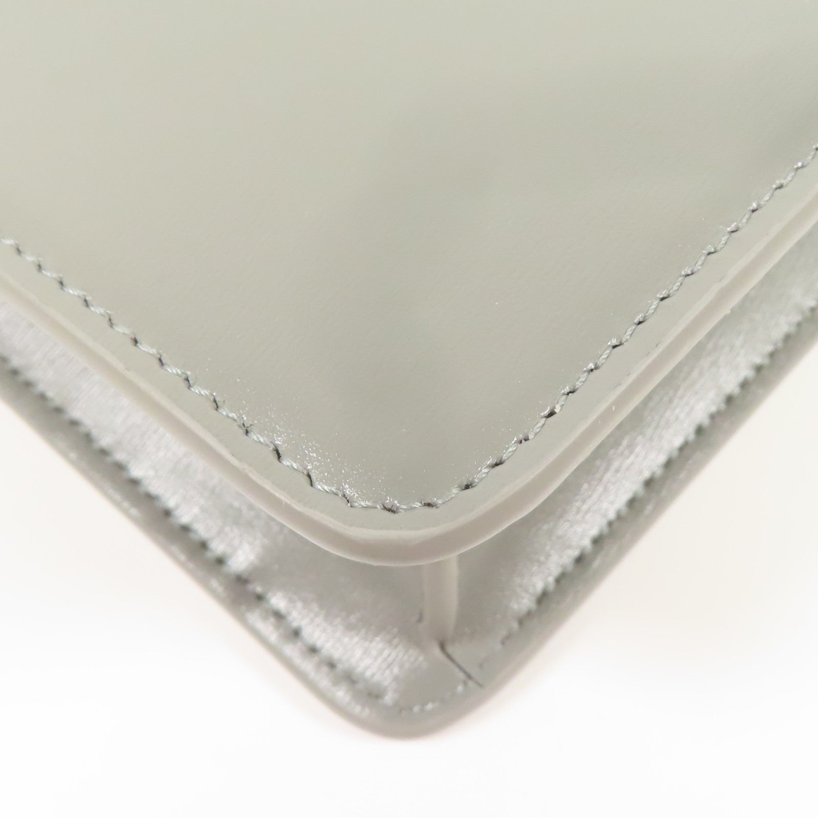 CELINE GHW WOC Margo Chain Shoulder Bag Calfskin Leather Gray