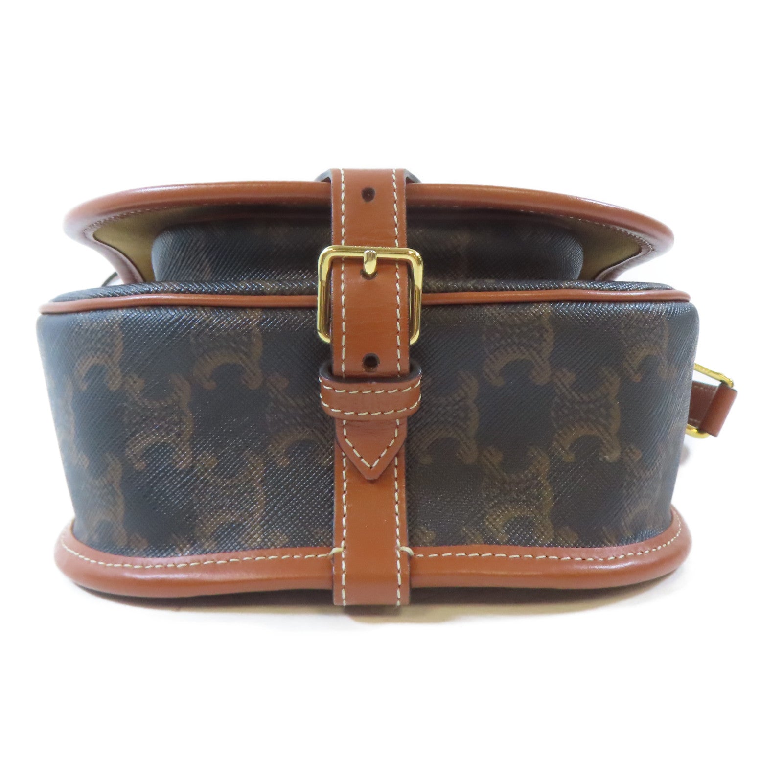 CELINE GHW Shoulder Bag Crossbody Coated Canvas Black Brown