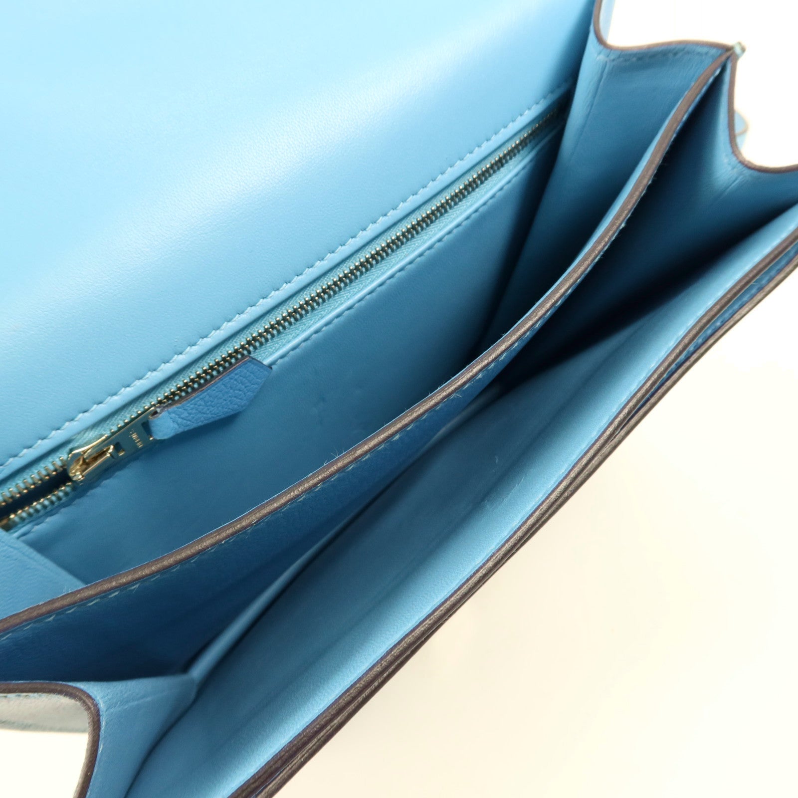 HERMES Evercolor皮革2002銀扣肩背袋Bleu Du Nord