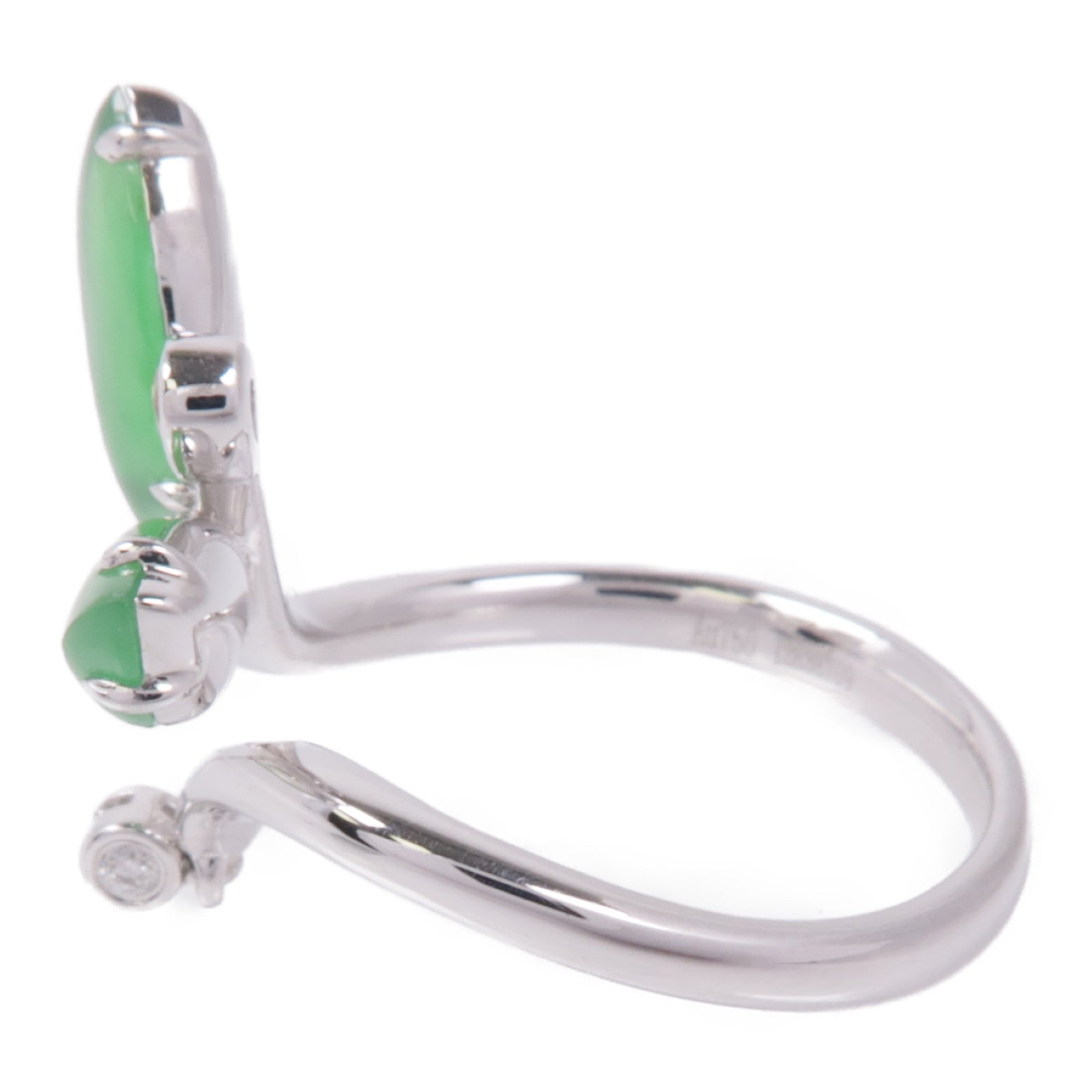 JEWELRY Jade Diamond Ring 18K White Gold US#6.75