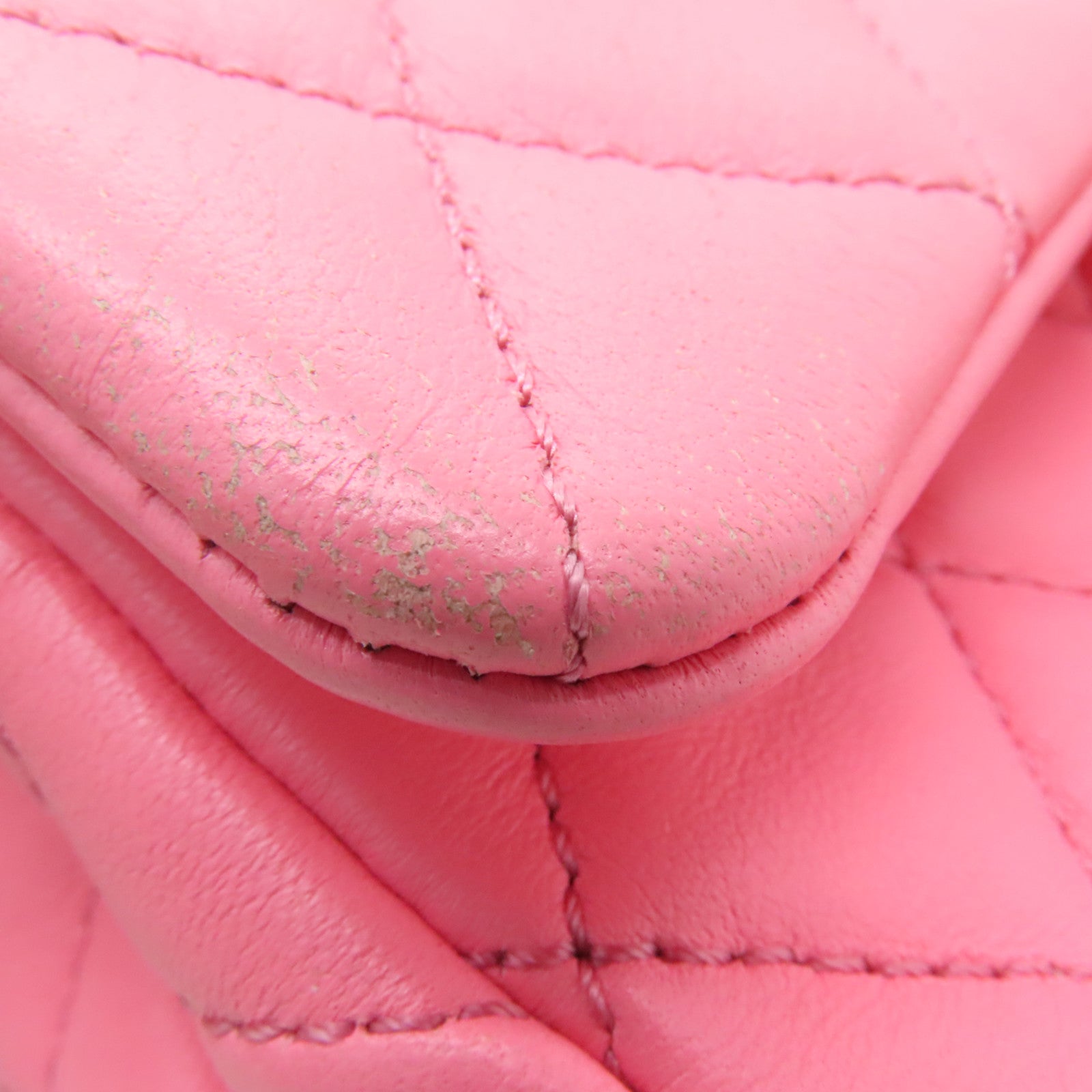 CHANEL 【清倉大減價】菱格羊皮皮格Chain Shoulder金扣鏈帶肩背袋粉紅色