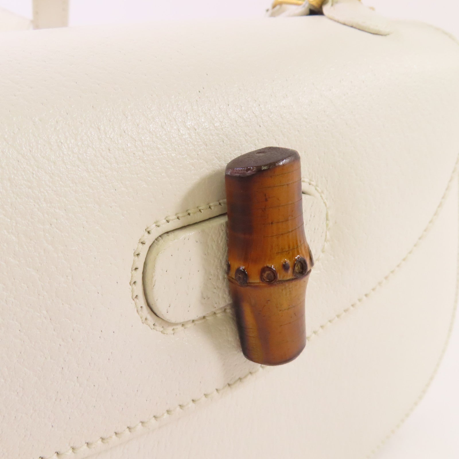 GUCCI 牛皮皮革Vintage Bamboo 2Way Shoulder Bag手挽肩背兩用袋白色