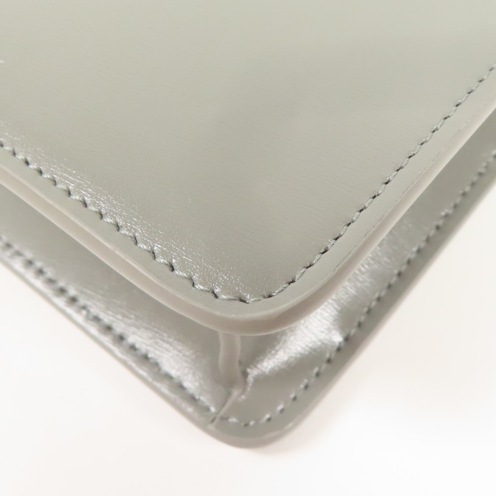 CELINE GHW WOC Margo Chain Shoulder Bag Calfskin Leather Gray