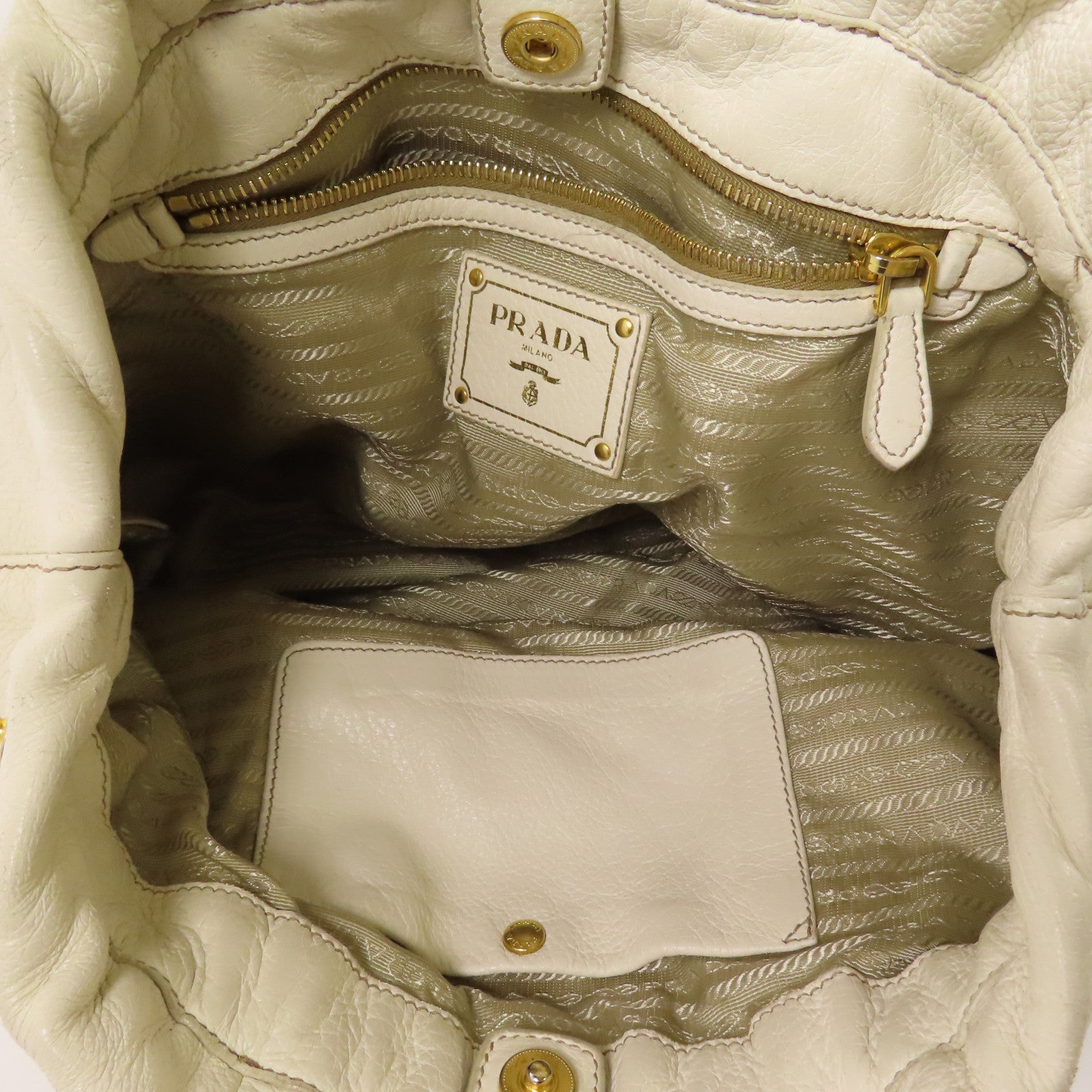 PRADA GHW 2way Shoulder Bag Calfskin Leather White