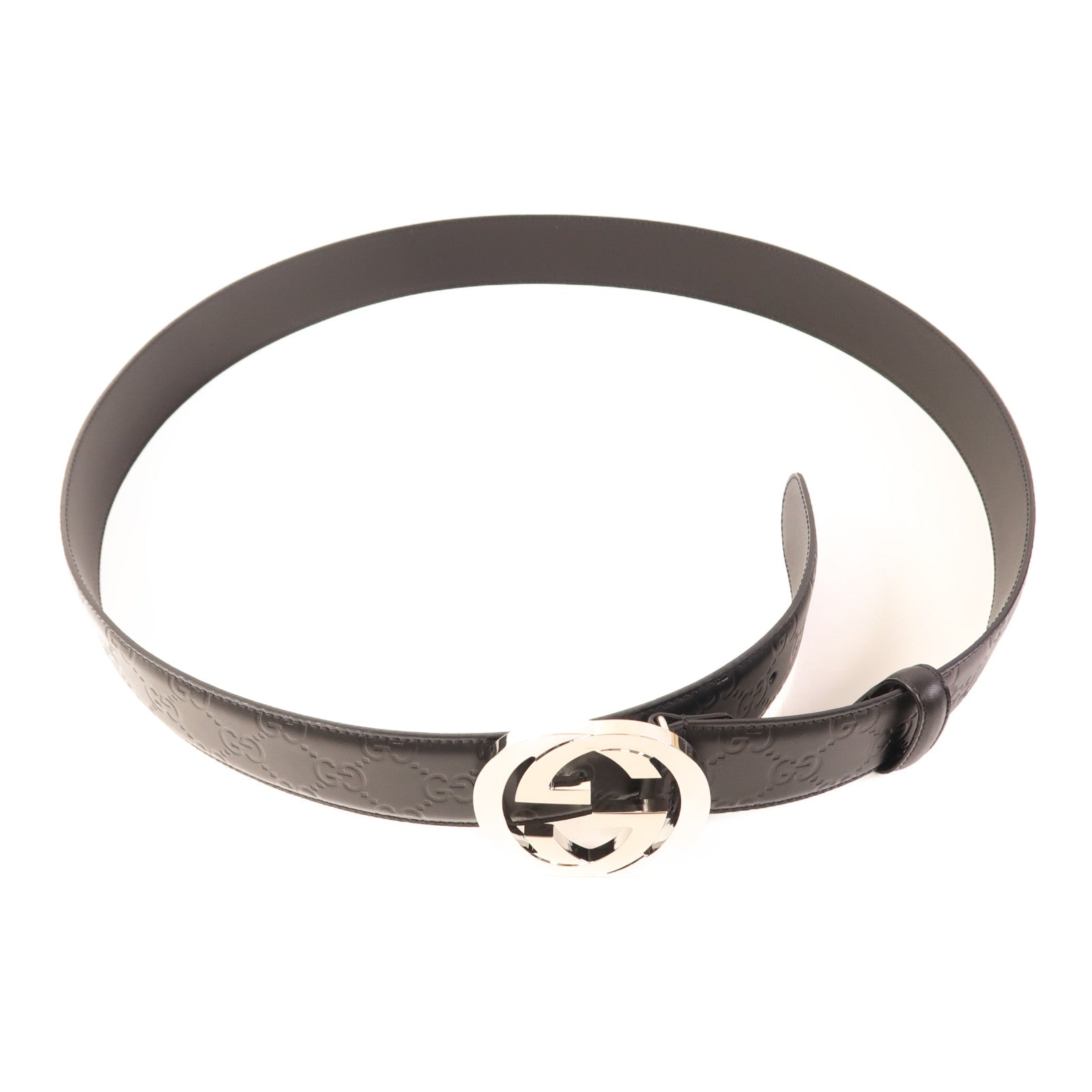 GUCCI 牛皮皮革GG Belt銀扣皮帶