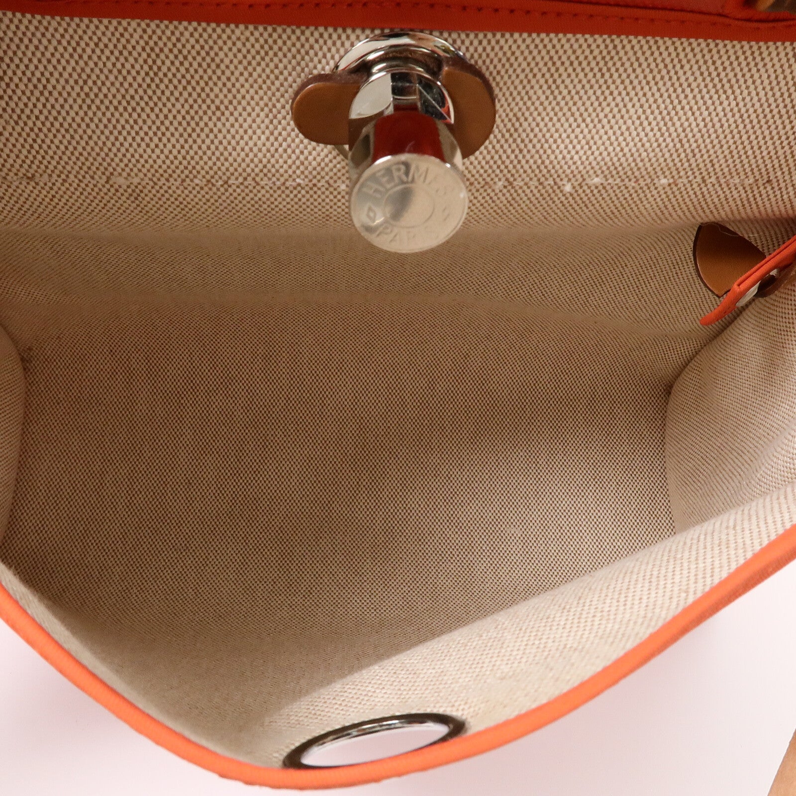 HERMES 帆布Herbag PM手挽肩背兩用袋Orange Mecano/Beige