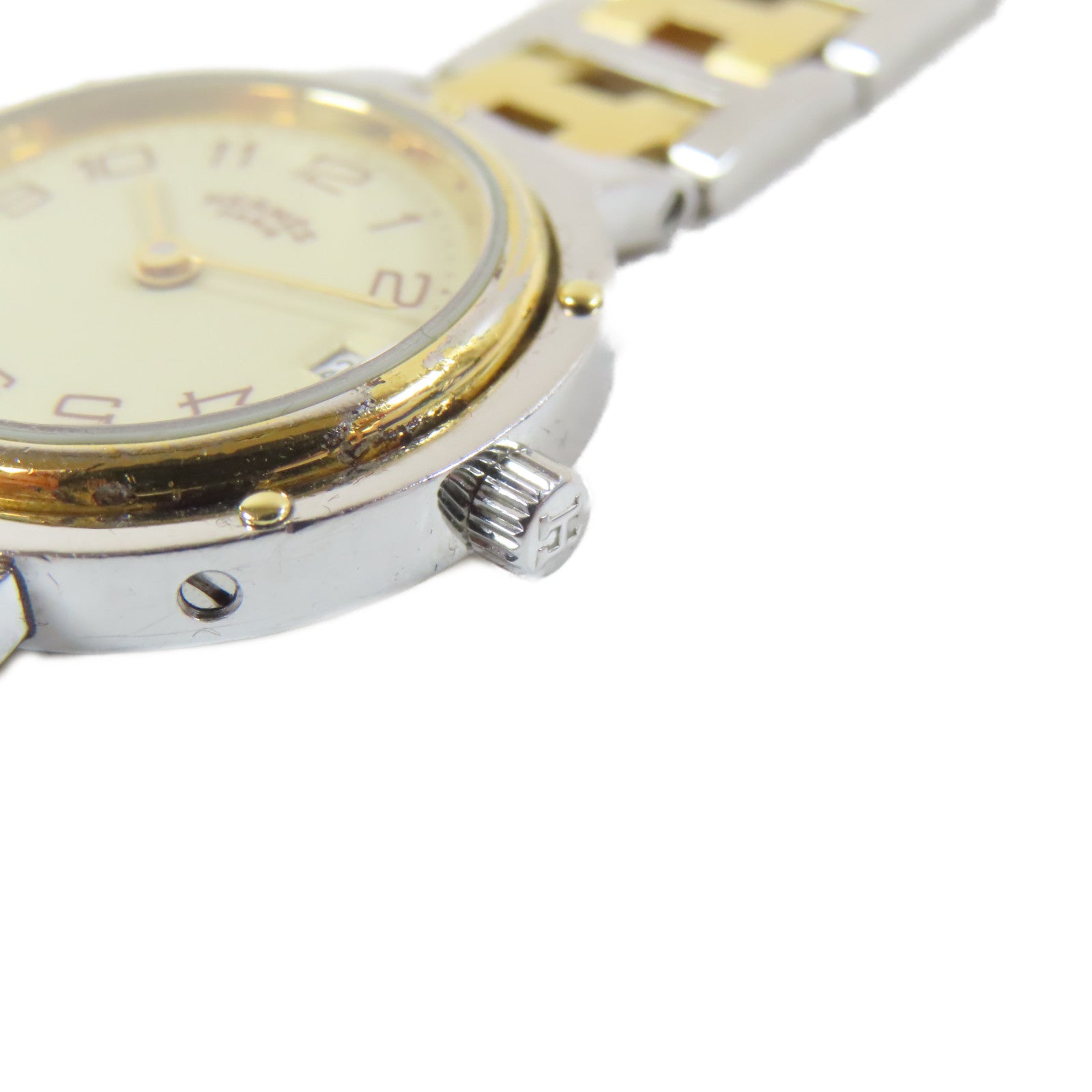 HERMES Clipper Watch不鏽鋼手錶石英機芯白色