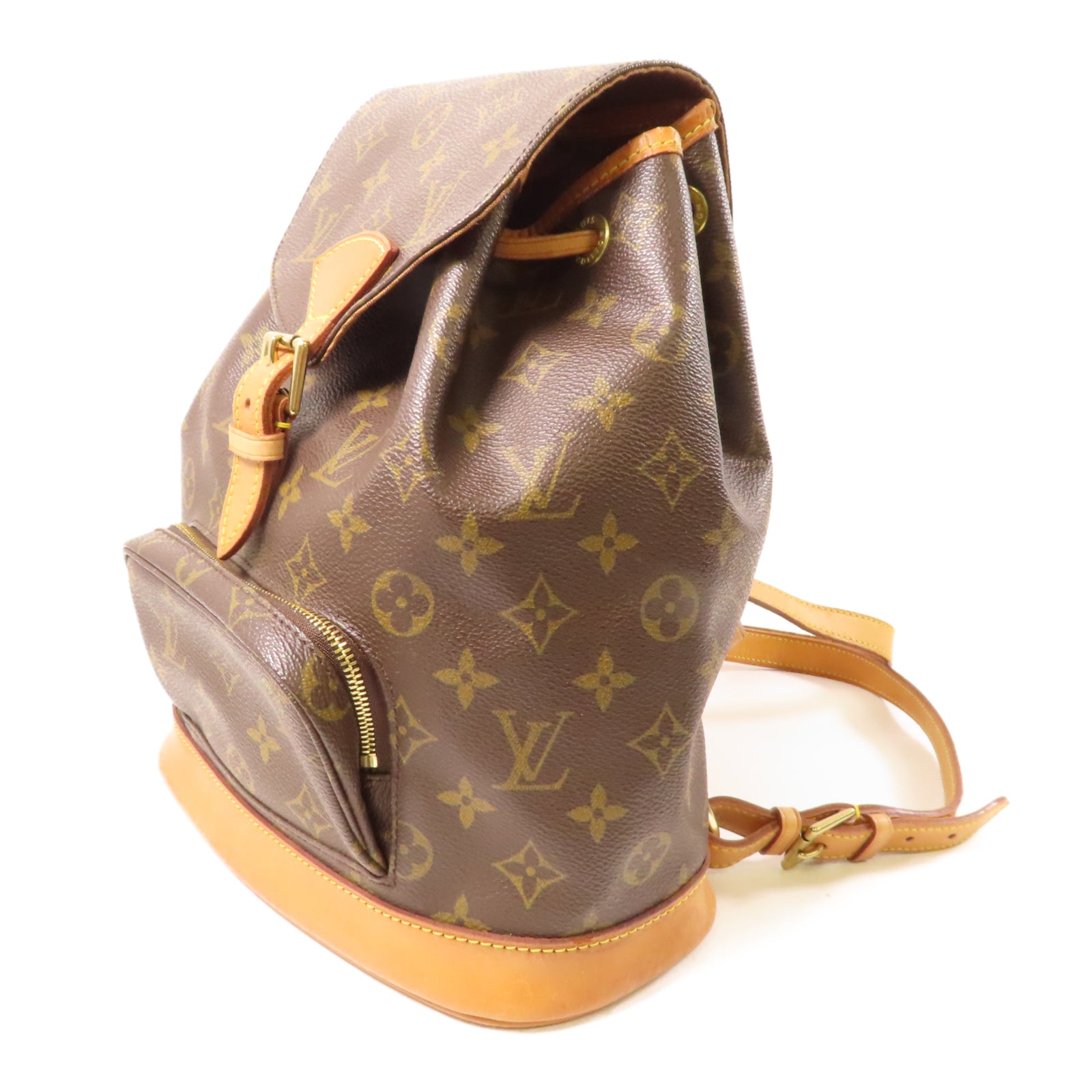 LOUIS VUITTON Monogram Montsouris MM金扣背包啡色