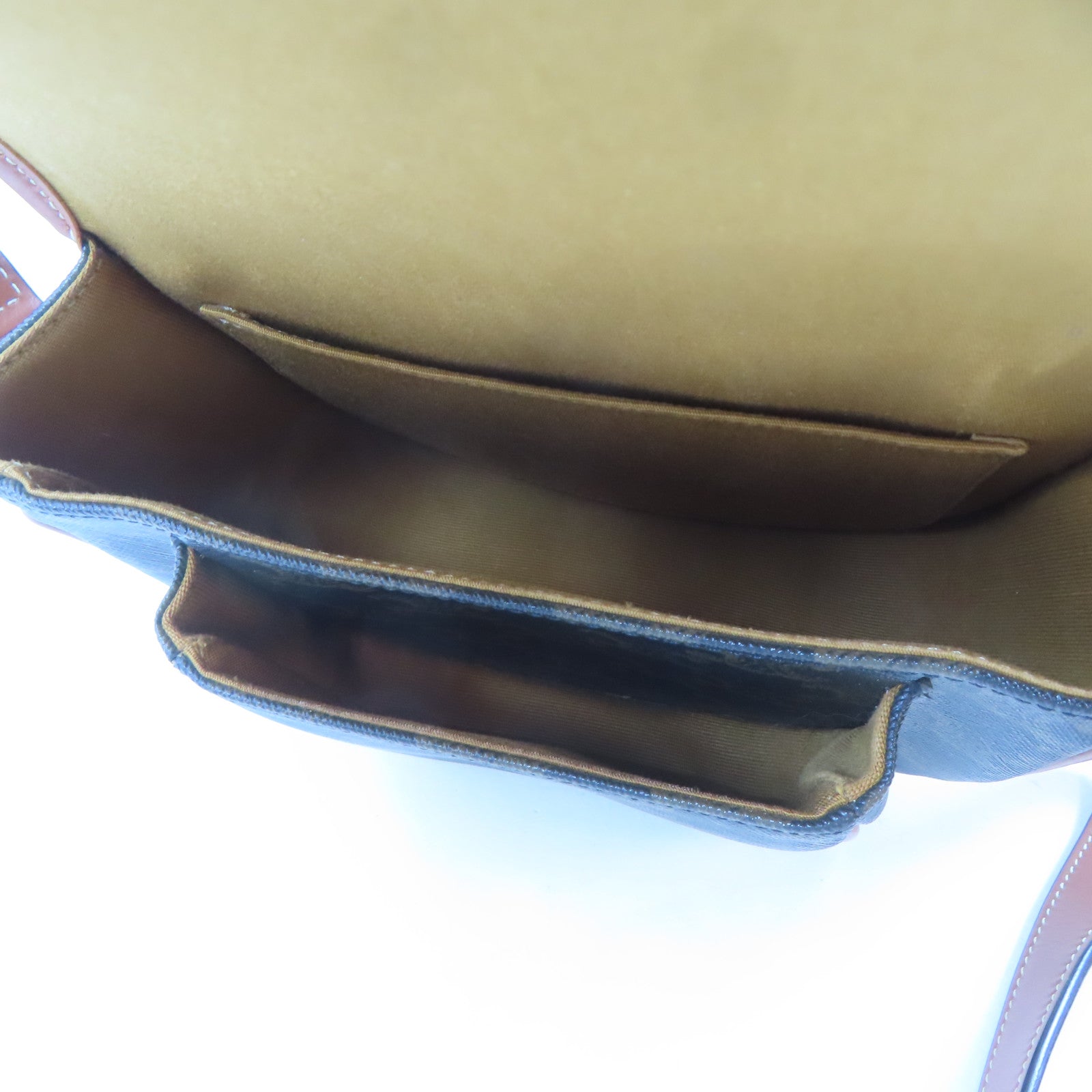 CELINE GHW Shoulder Bag Crossbody Coated Canvas Black Brown