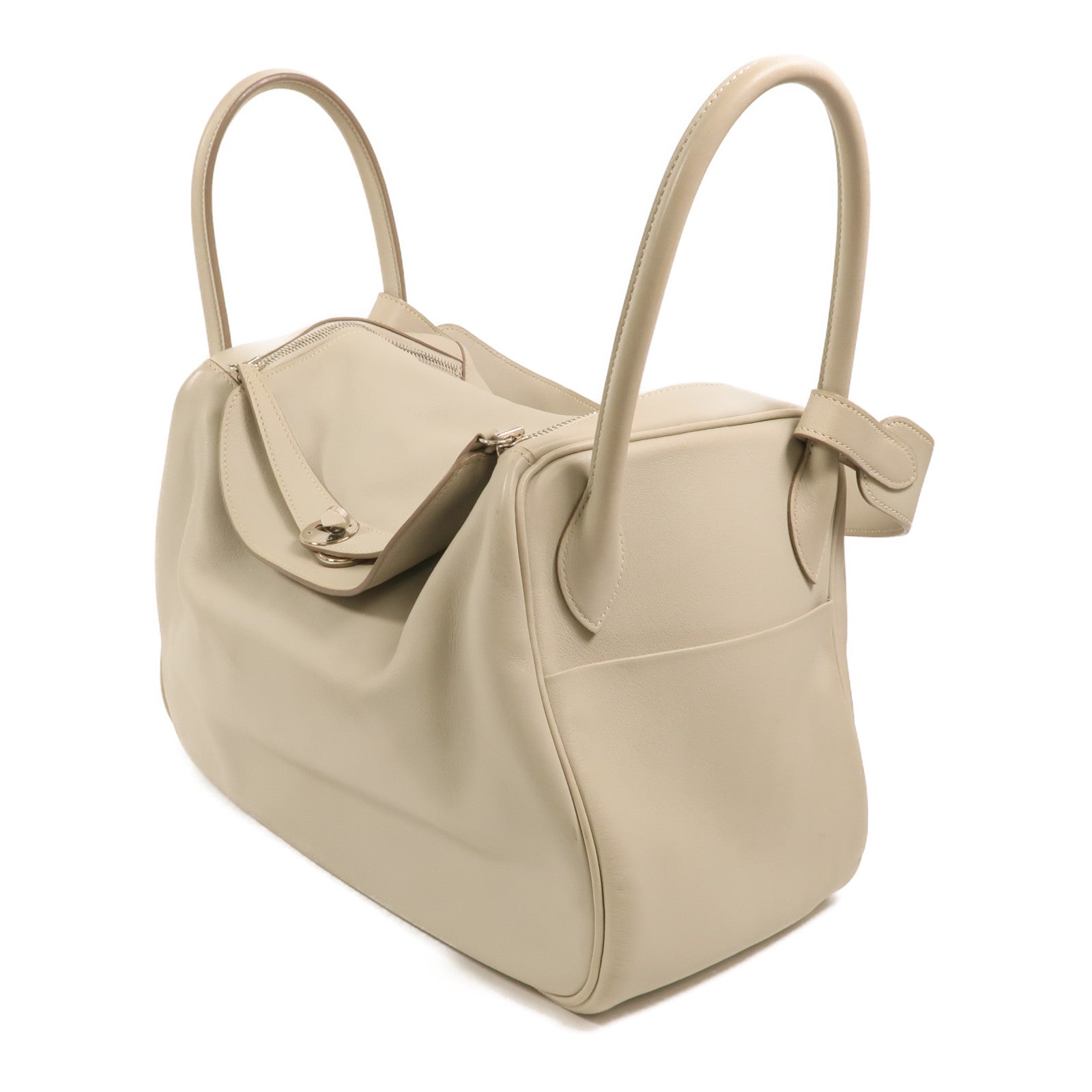 HERMES Swift皮革Lindy 34銀扣手挽肩背兩用袋Gris Perle