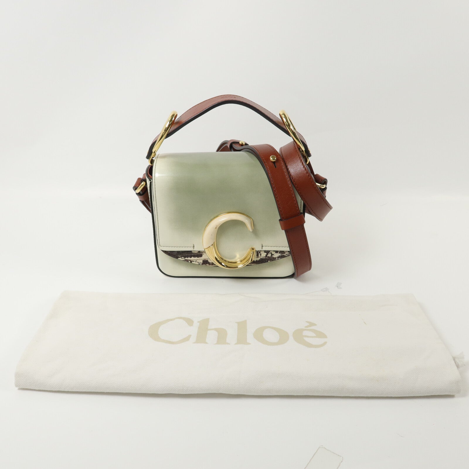 Chloe 牛皮皮革Mini C手挽肩背兩用袋