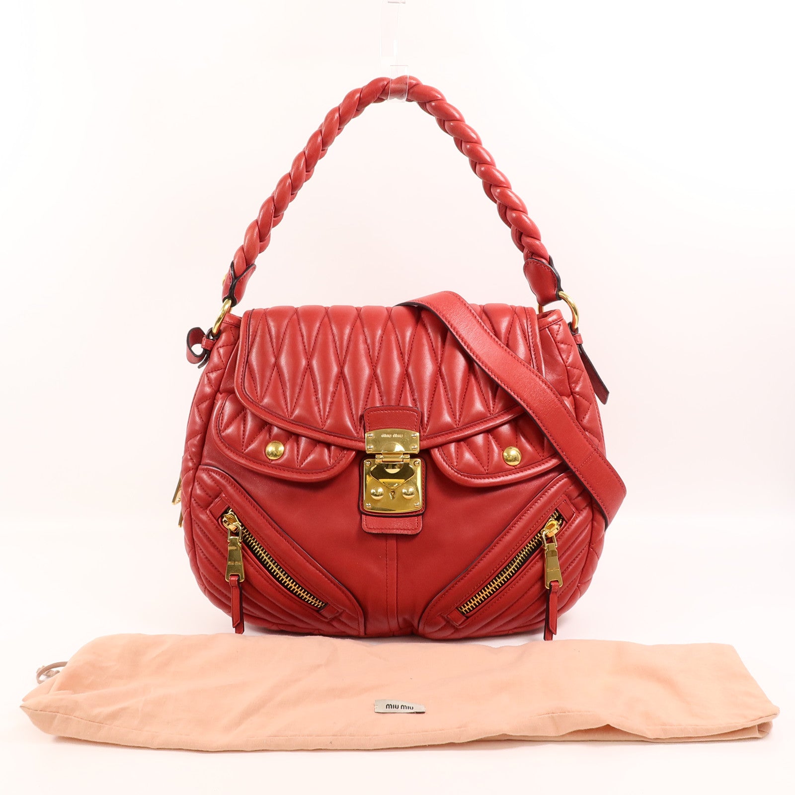 Miu Miu 羊皮皮革2 Way Shoulder手挽肩背兩用袋