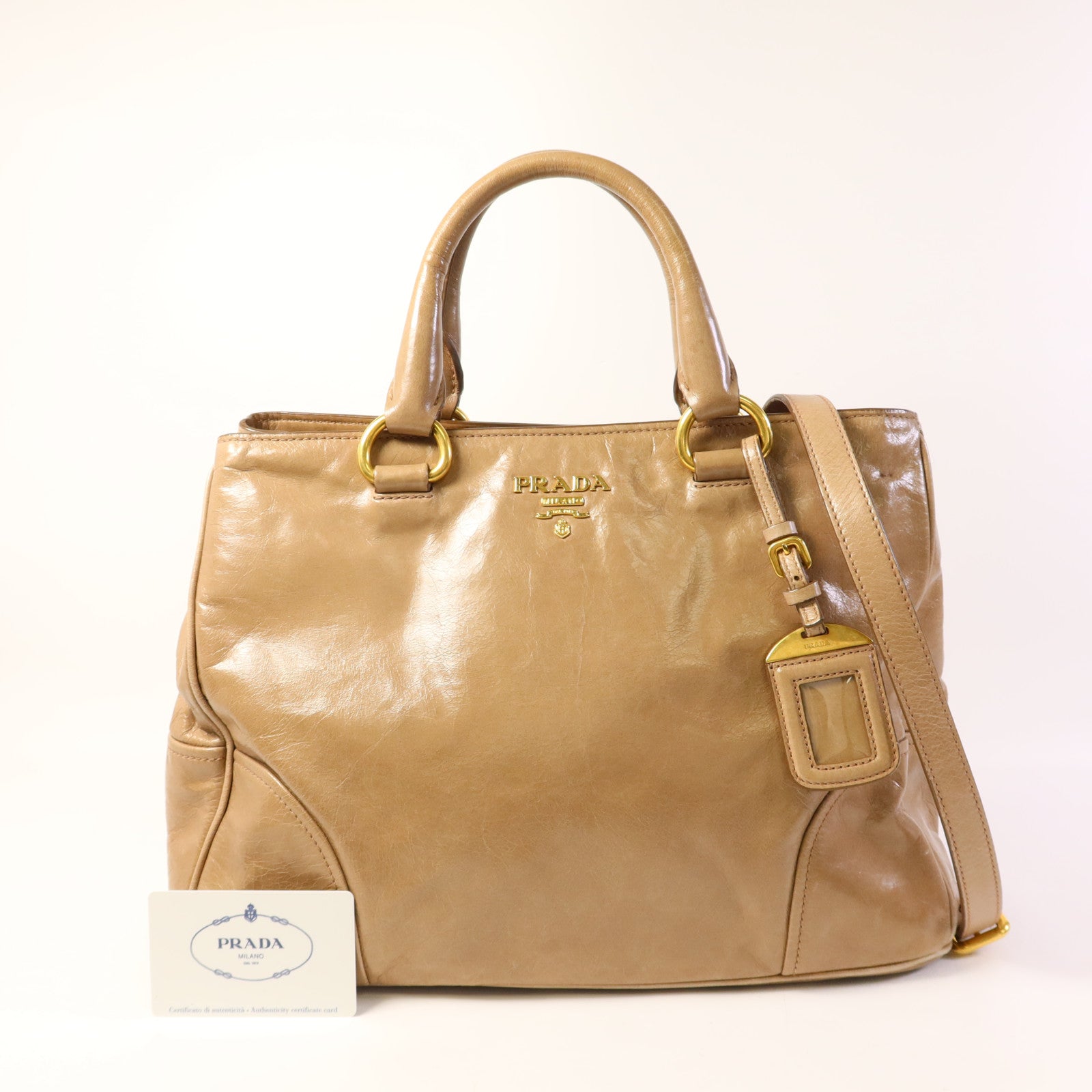 PRADA 牛皮皮革2 Way Shoulder金扣手挽肩背兩用袋