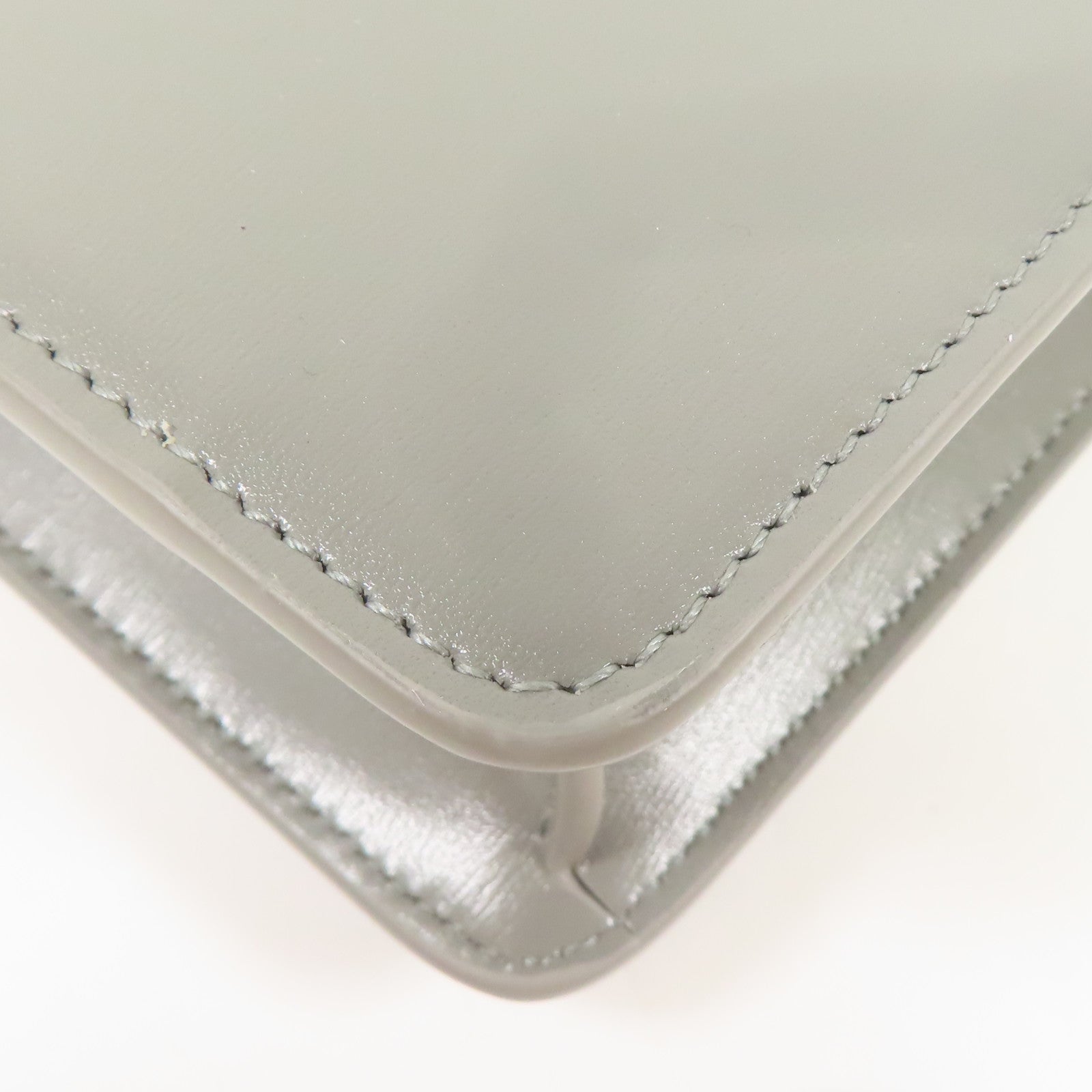 CELINE GHW WOC Margo Chain Shoulder Bag Calfskin Leather Gray