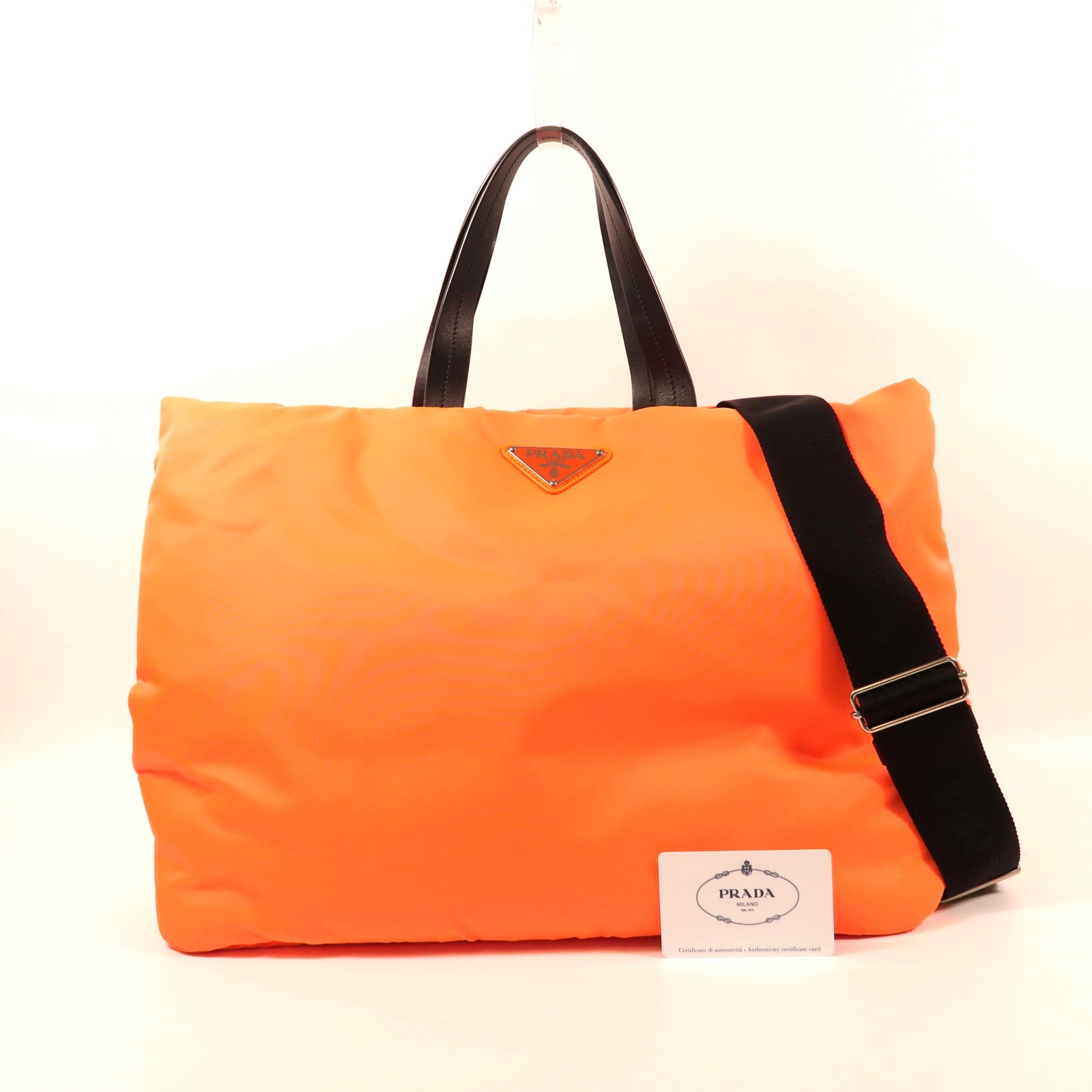 PRADA 尼龍Hand Bag銀扣手挽肩背兩用袋