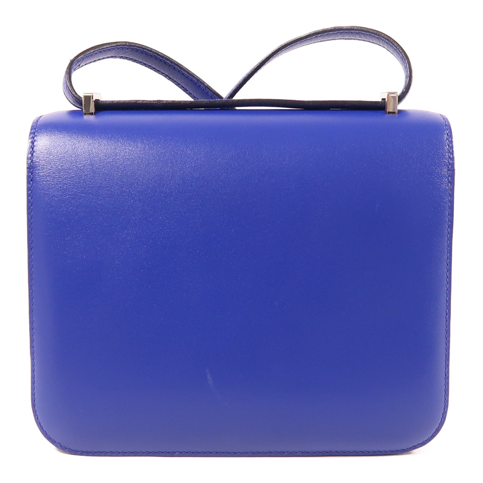 HERMES Swift皮革Constance Mini銀扣肩背袋Blue