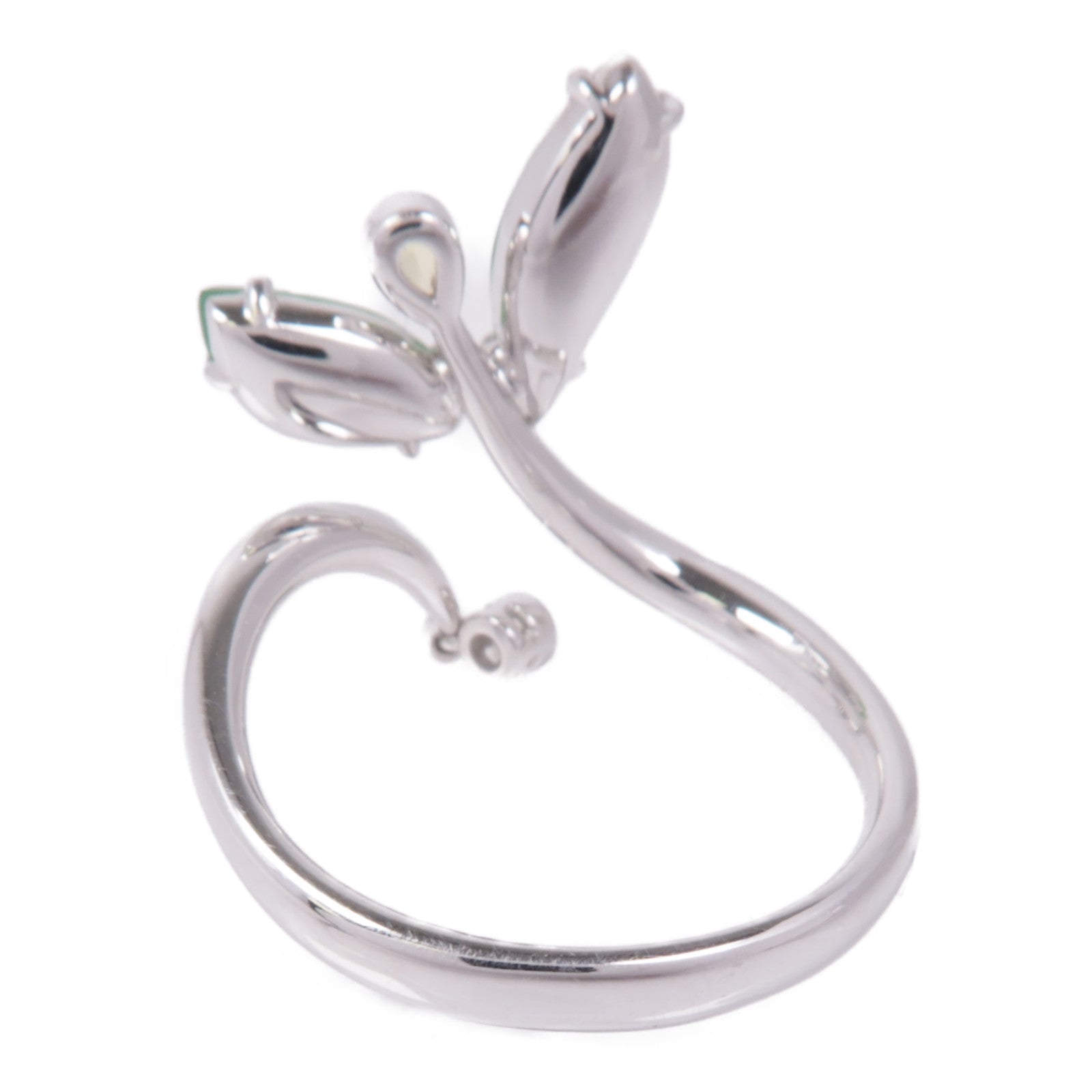 JEWELRY Jade Diamond Ring 18K White Gold US#6.75
