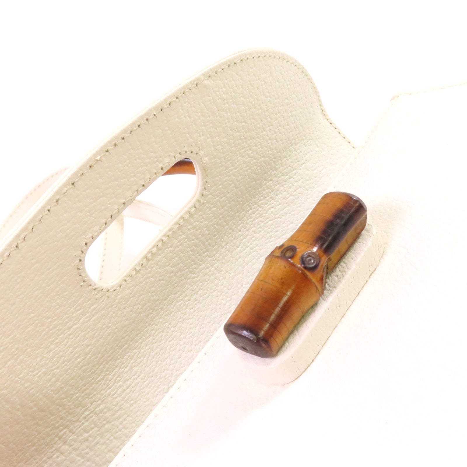 GUCCI 牛皮皮革Vintage Bamboo 2Way Shoulder Bag手挽肩背兩用袋白色