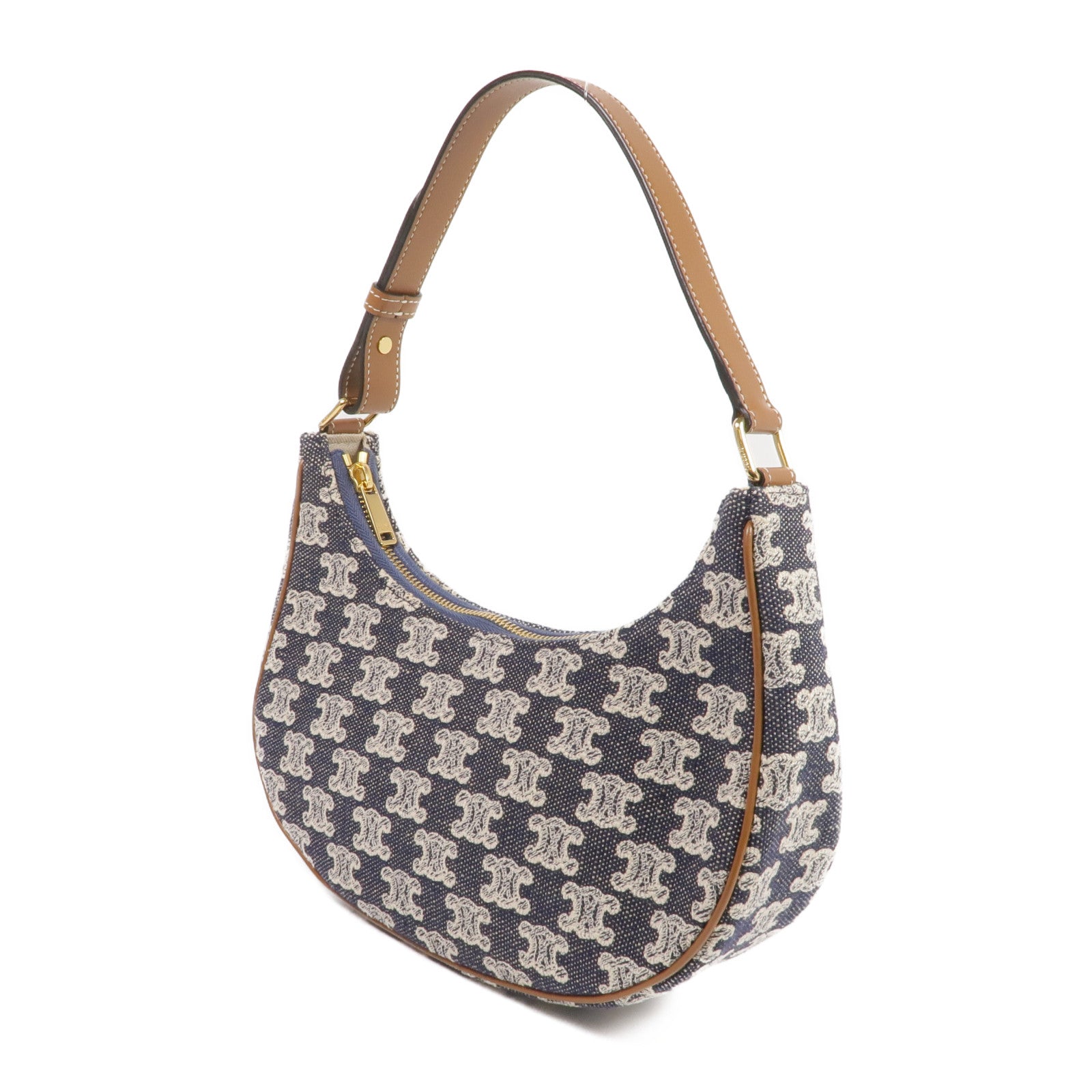 CELINE 牛仔布AVA金扣肩背袋