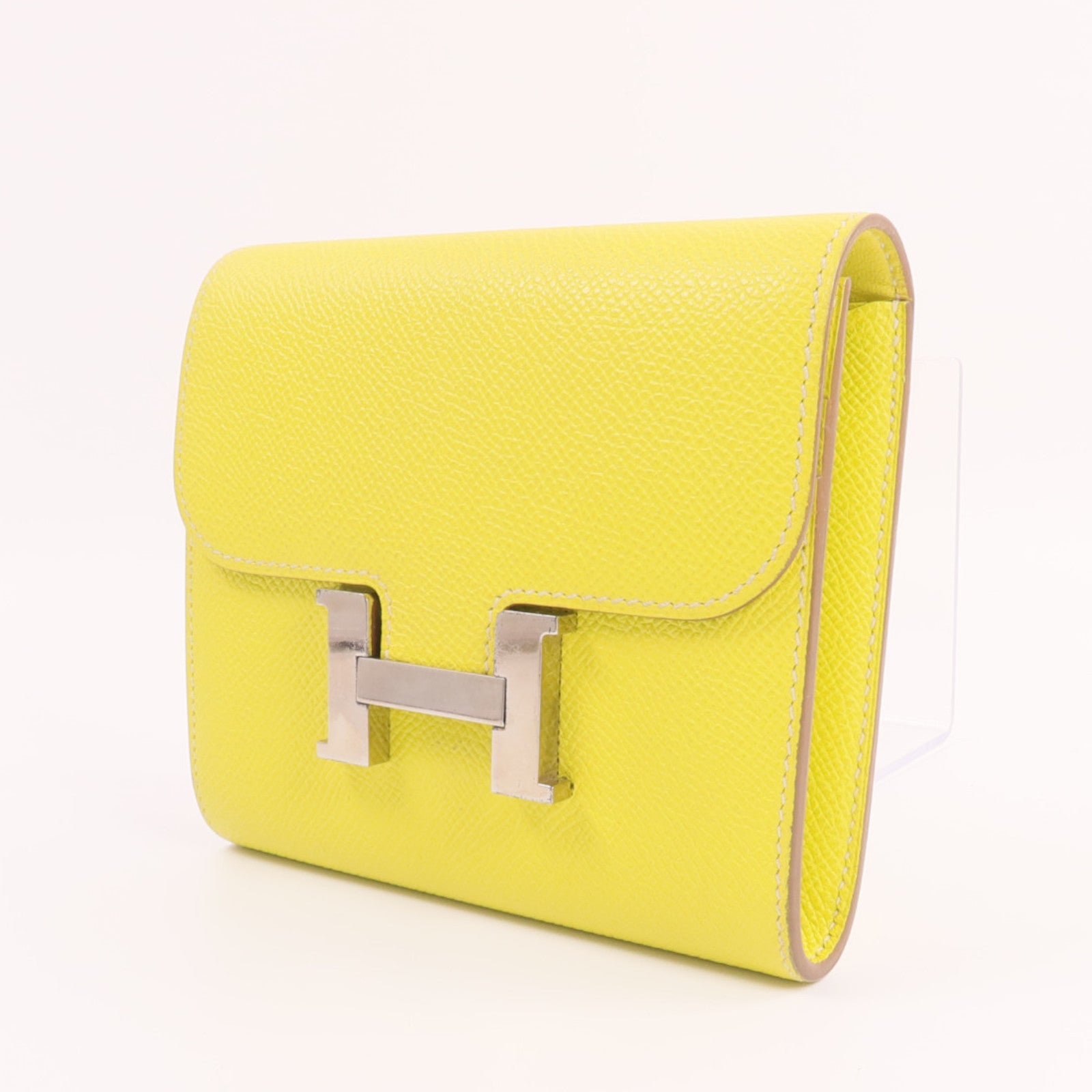 HERMES Epsom皮革Constance Slim Wallet錢包Lime