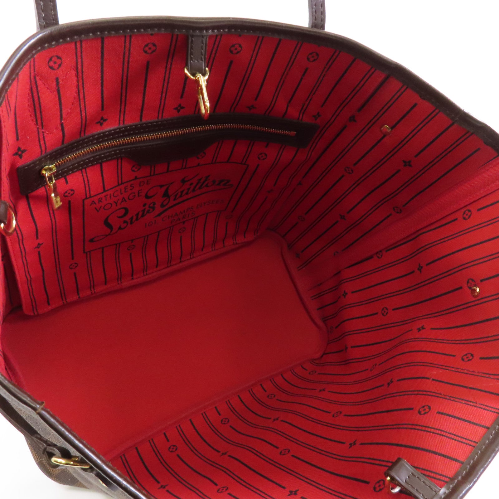 LOUIS VUITTON 【激減優惠】Daimer Neverfull MM金扣肩背袋啡色