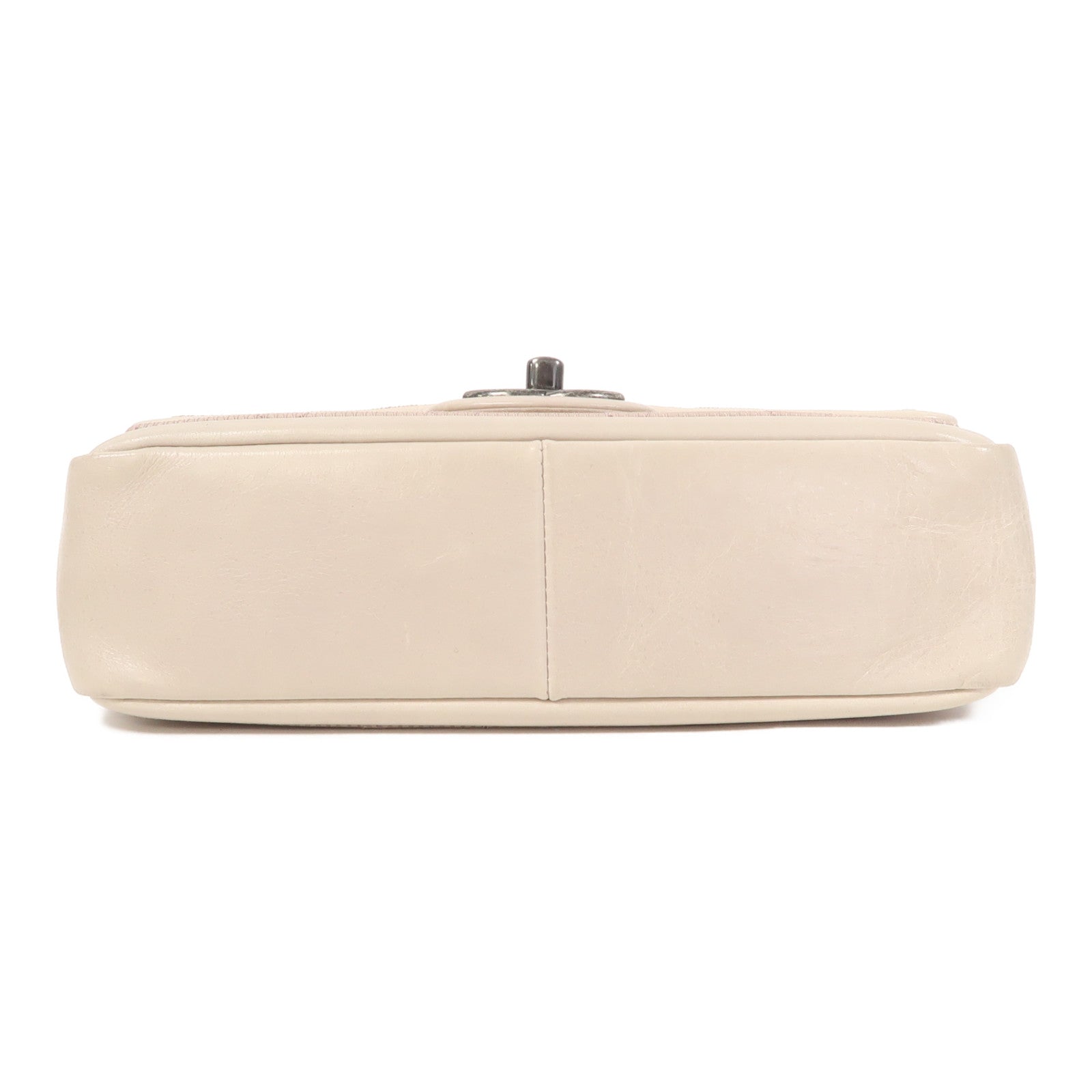 CHANEL 【激減優惠】菱格牛皮皮革Shoulder Bag銀扣肩背袋粉紅色/灰色