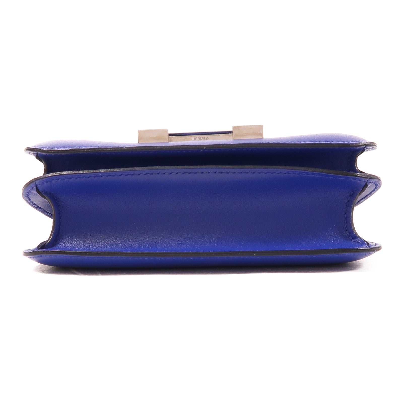 HERMES Swift皮革Constance Mini銀扣肩背袋Blue