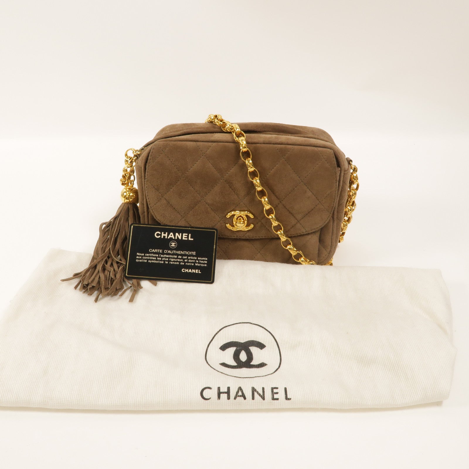 CHANEL 麂皮皮革Chain Shoulder鏈帶肩背袋