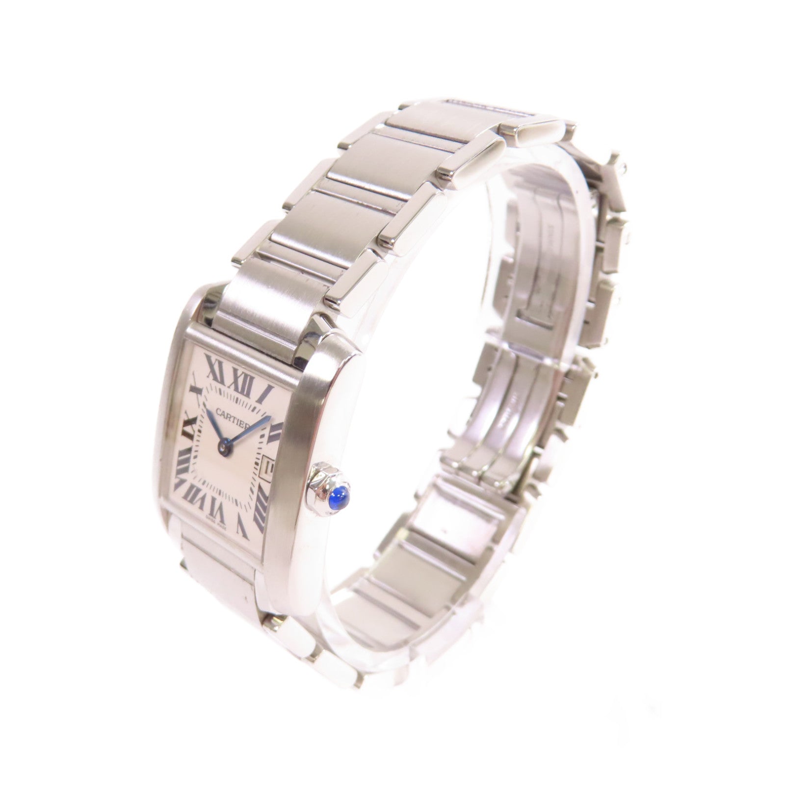 CARTIER Tank Francaise MM Watch不鏽鋼石英機芯手錶白色/銀色