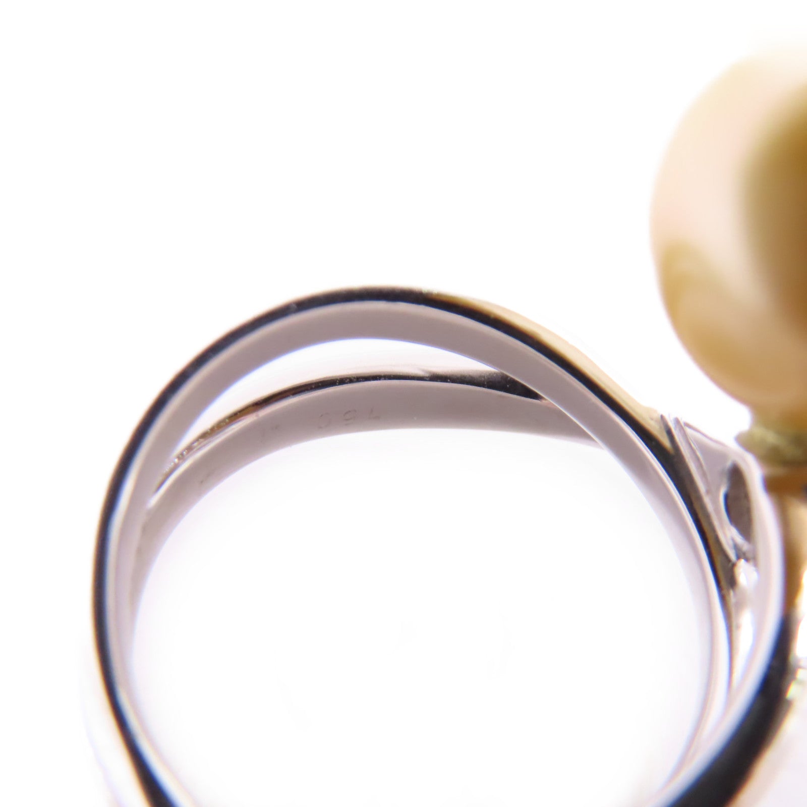 JEWELRY 18K白金/珍珠/0.19ct鑽石Diamond Pearl Ring戒指US#5