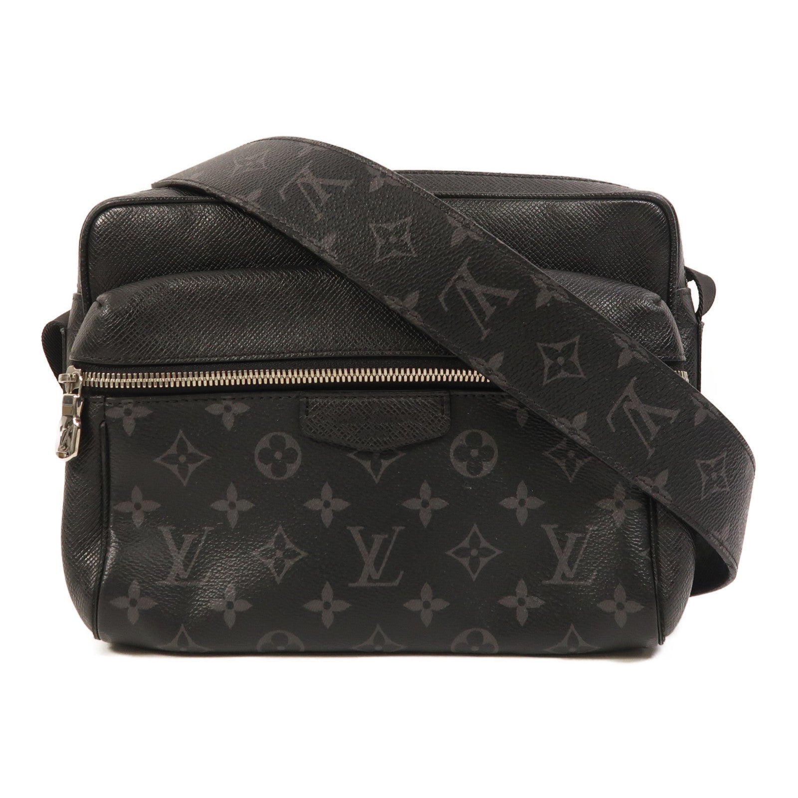 LOUIS VUITTON Monogram Eclipse/Taiga Outdoor Messenger銀扣肩背袋