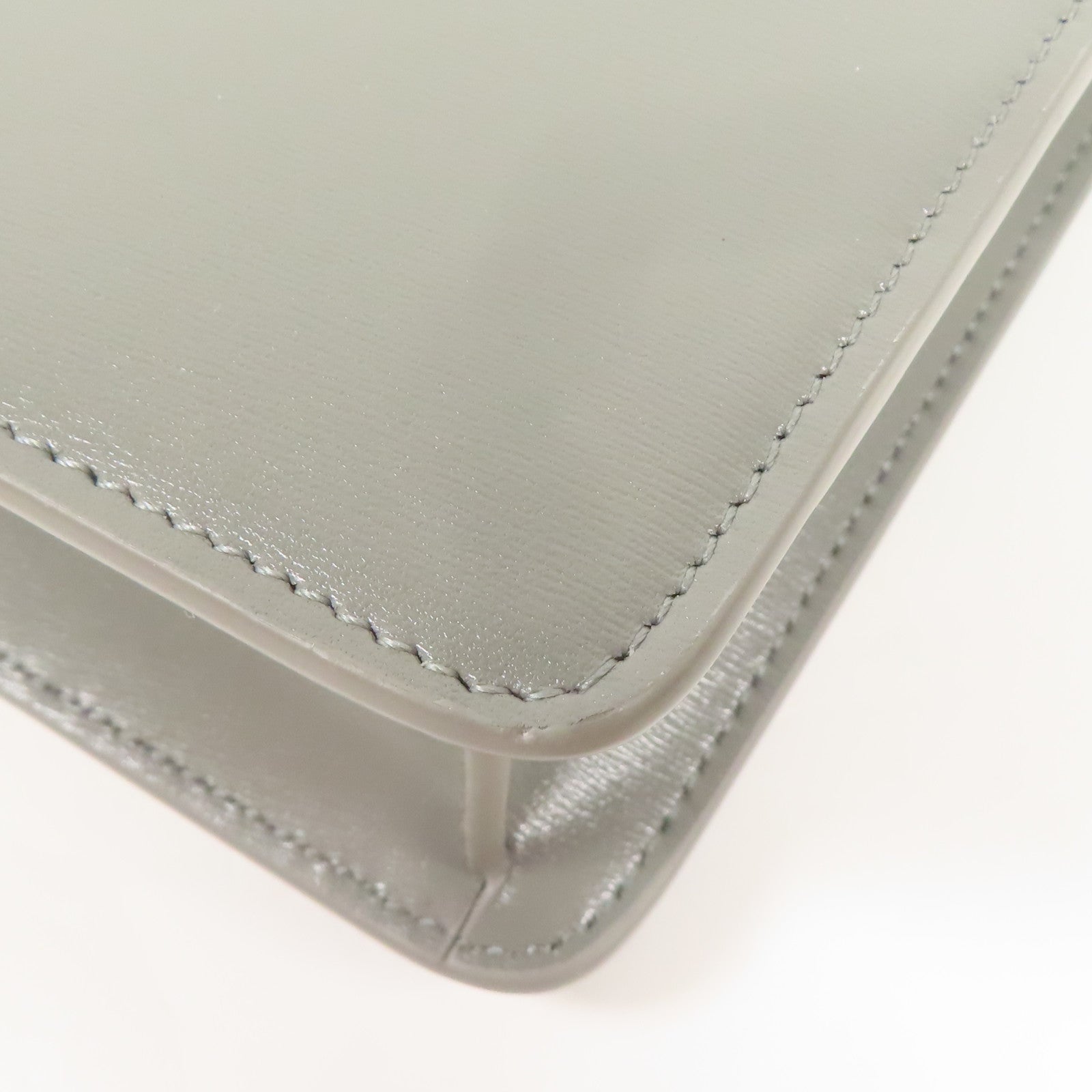 CELINE GHW WOC Margo Chain Shoulder Bag Calfskin Leather Gray